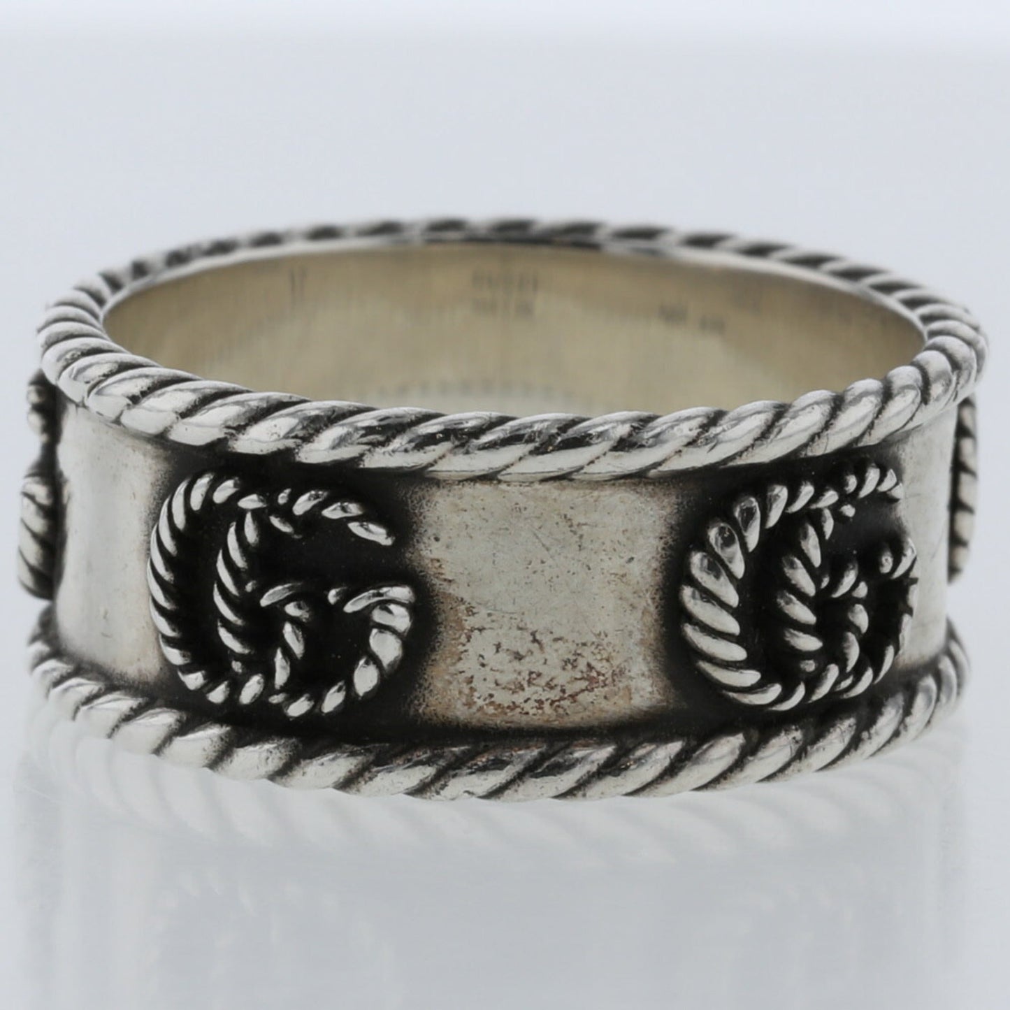 Gucci Ring Double G Width about 9mm 627729 J8400 0701 Silver 925 No. 17 Men's GUCCI