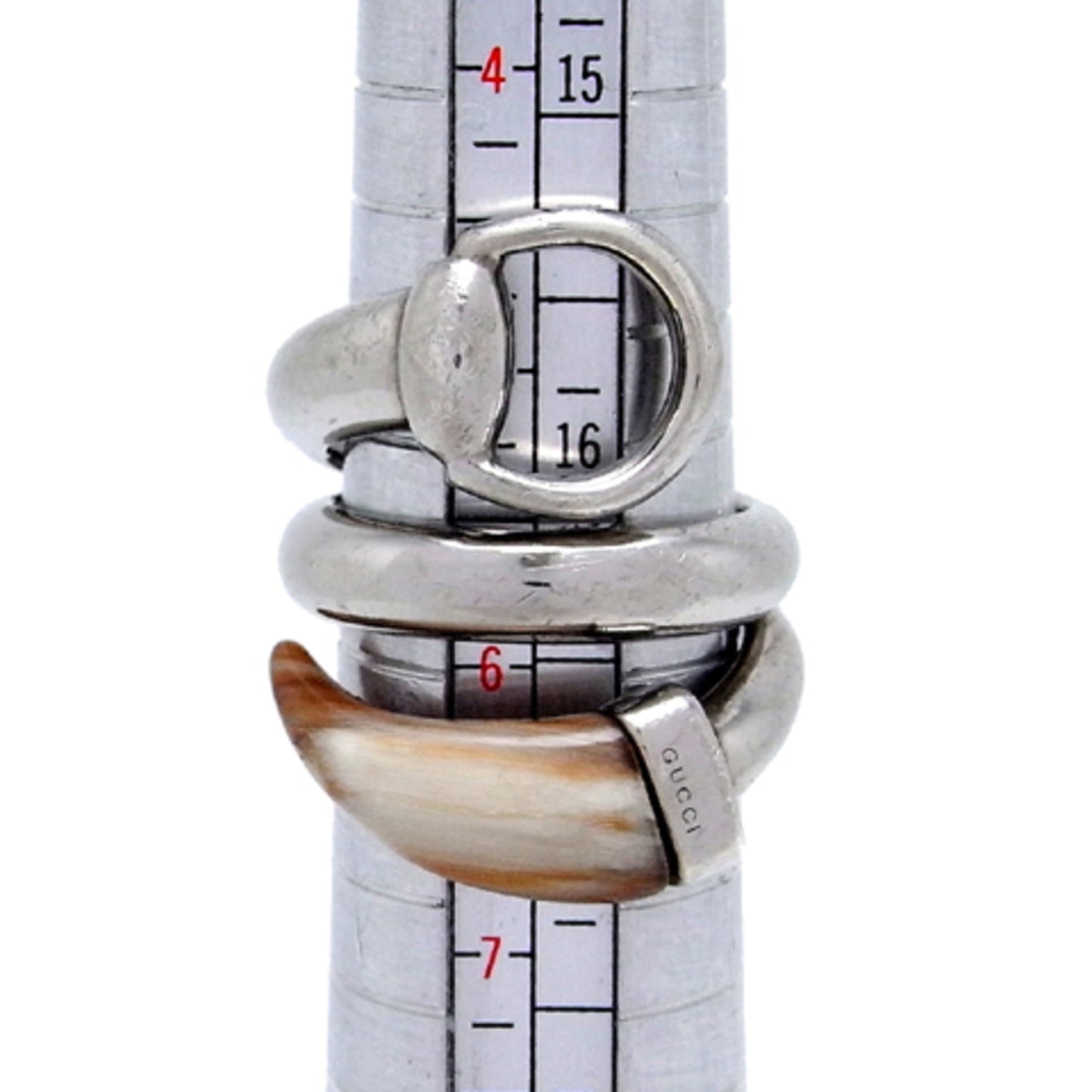 Gucci Horsebit Horn Lady's Ring Silver 925