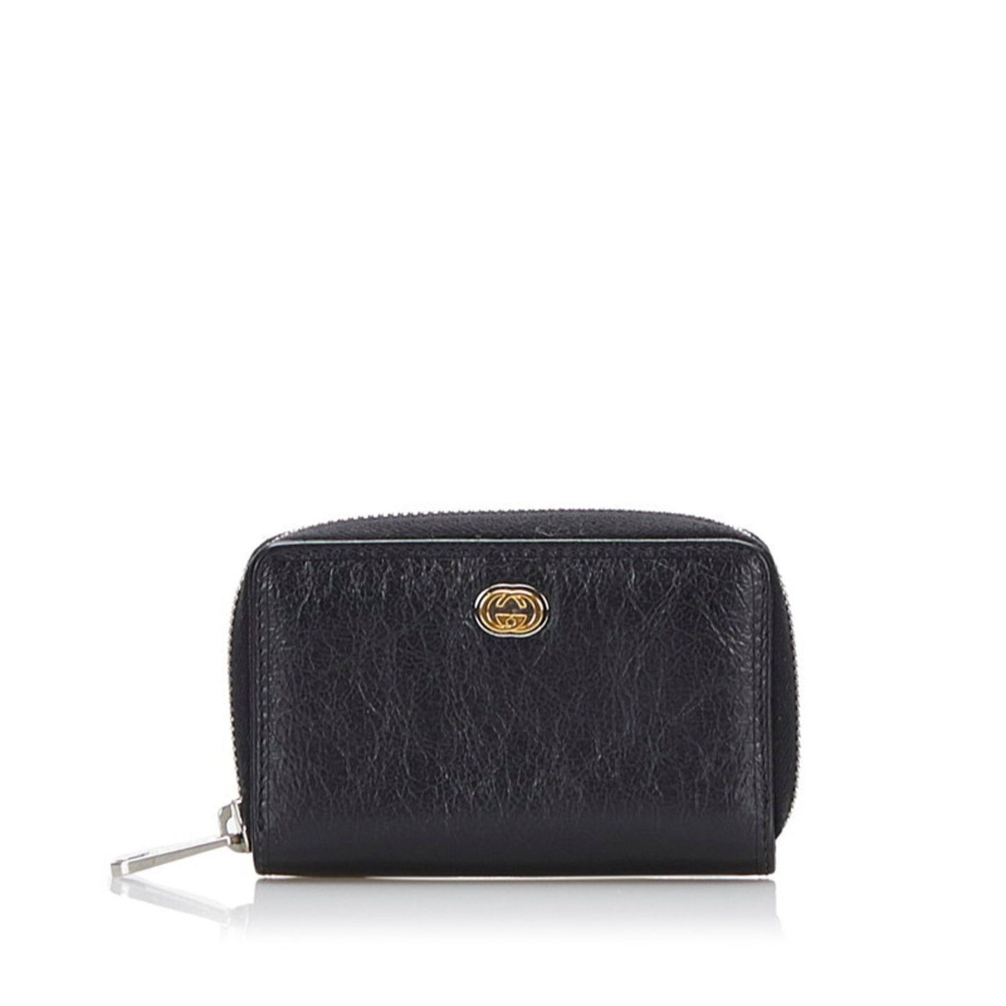 Gucci Interlocking Coin Case 581530 Black Leather Ladies GUCCI