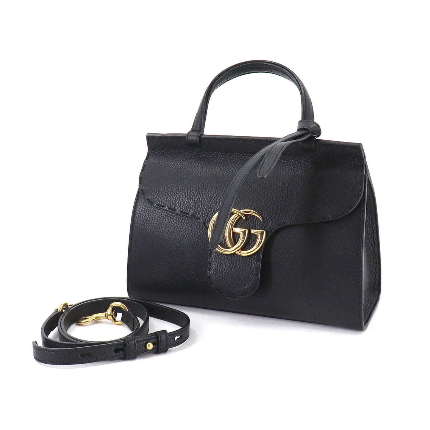 Gucci GG Marmont 2way hand shoulder bag leather black 442622 Bag