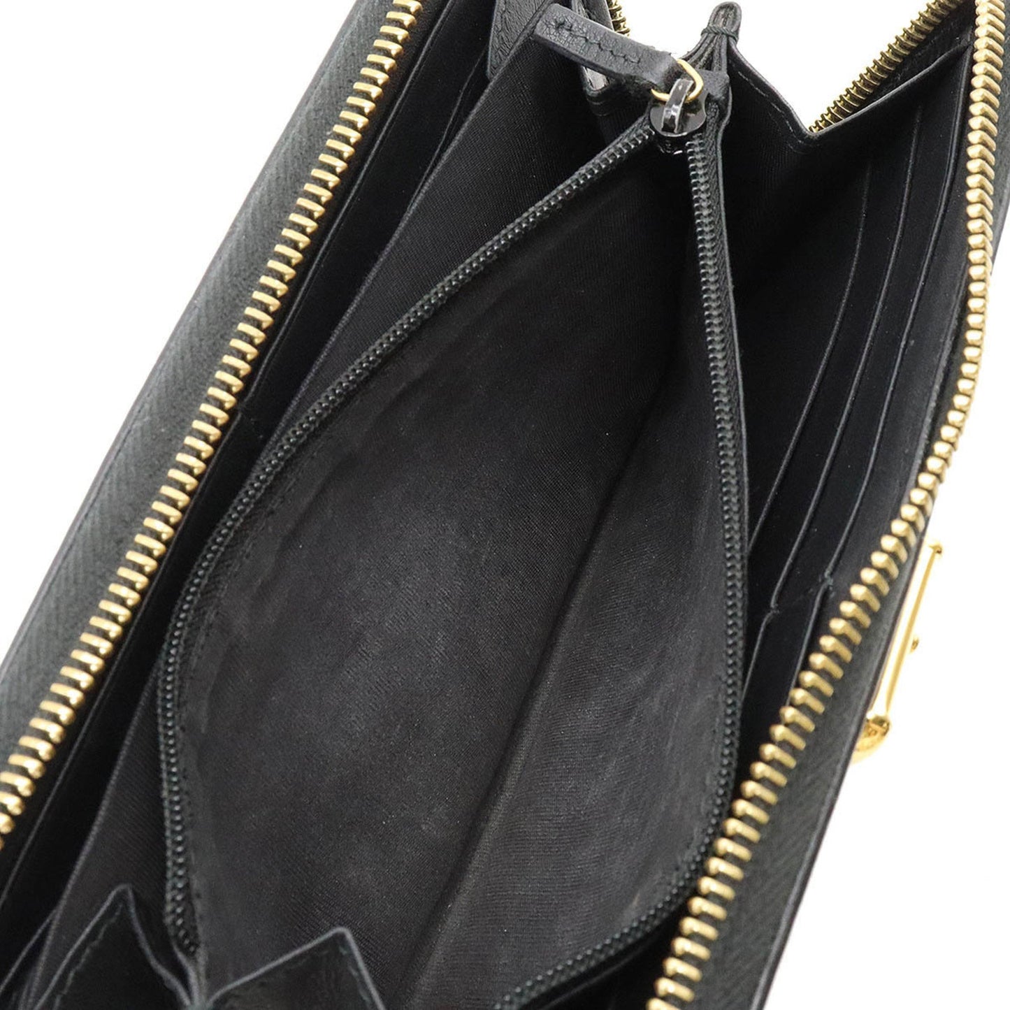 GUCCI SYLVIE Zip Around Round Long Wallet Leather Black 476083
