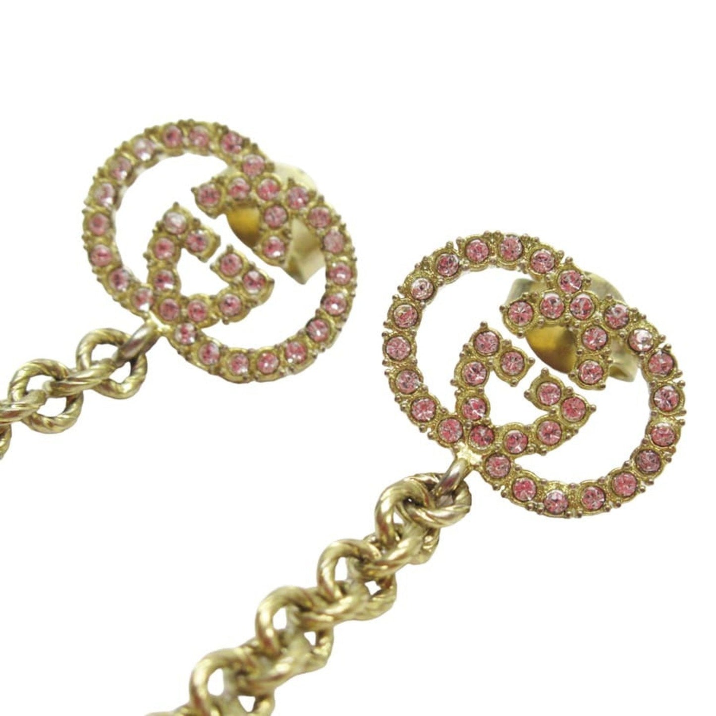 Gucci Earrings GG Gold x Pearl White Clear Metal Material Fake Stone