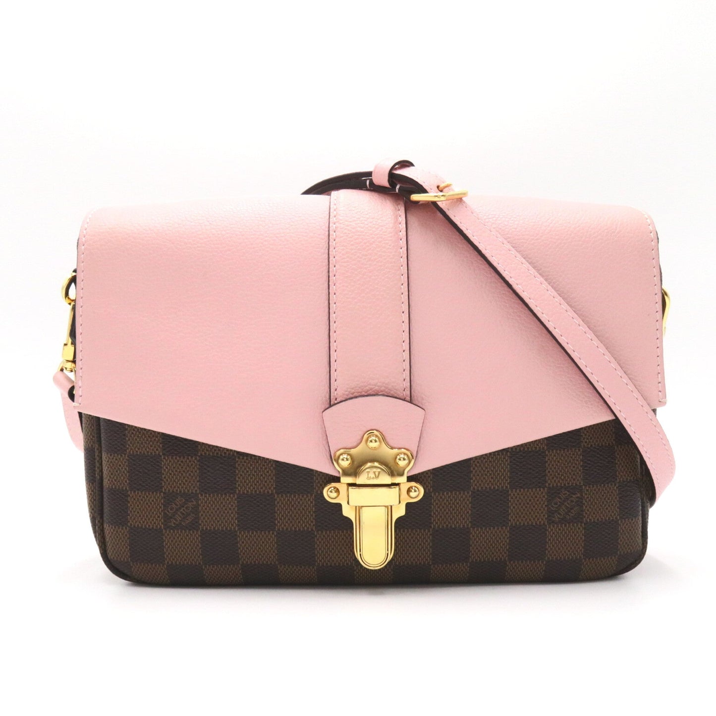 LOUIS VUITTON Brown Pink Magnolia Damier PVC coated canvas leather N44244