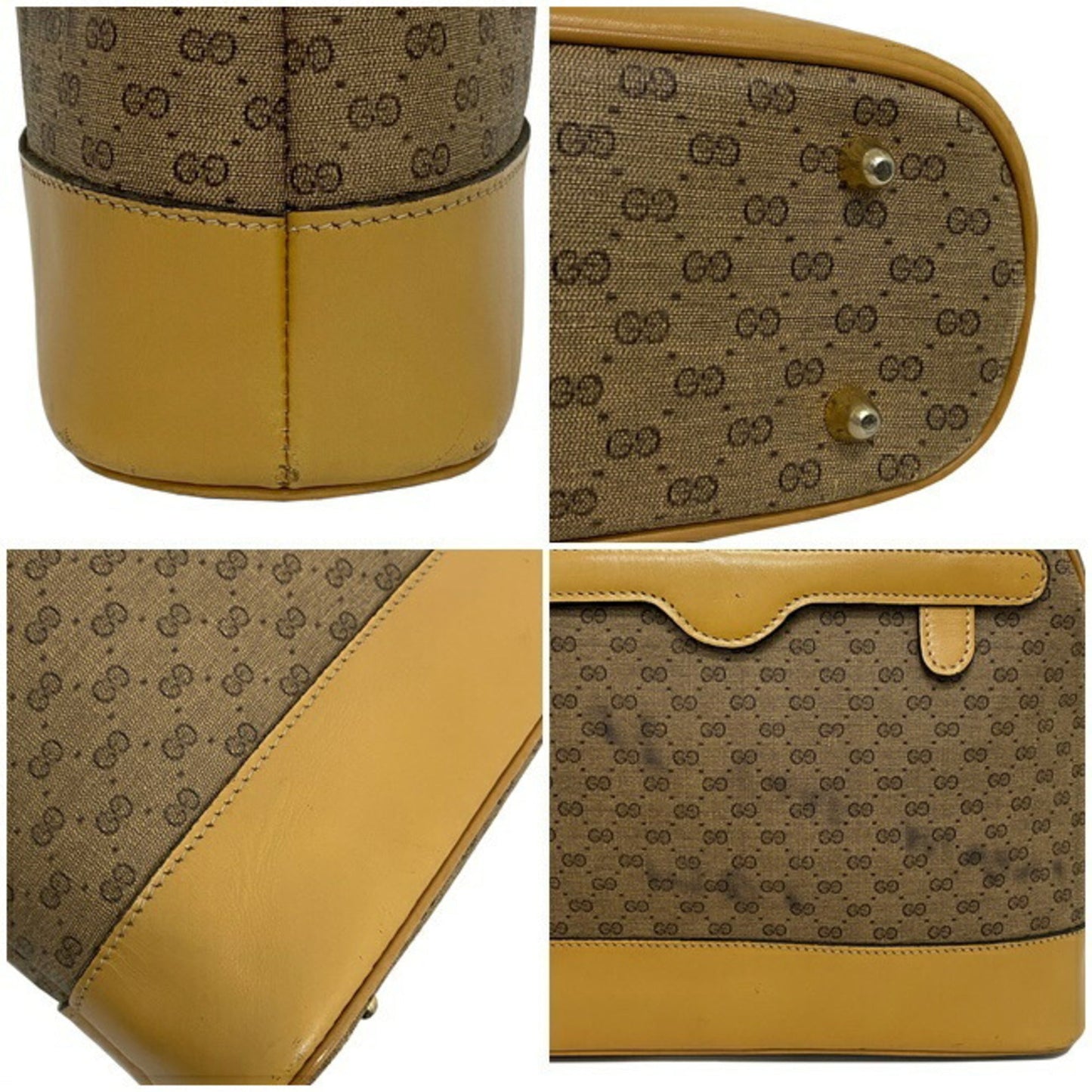Gucci Handbag Beige Yellow Old Mini Boston Bag PVC Leather GUCCI Ladies Design