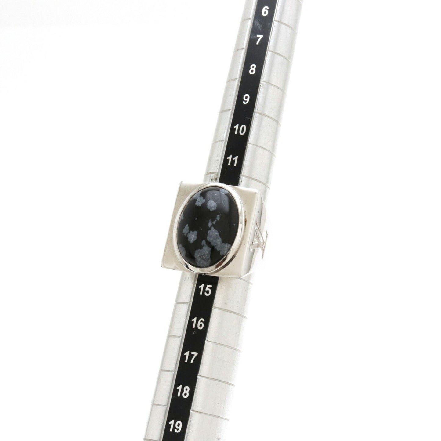 LOUIS VUITTON Chevalier Snow Flow Ring SV925 Silver Obsidian #13 No. 13 M64903