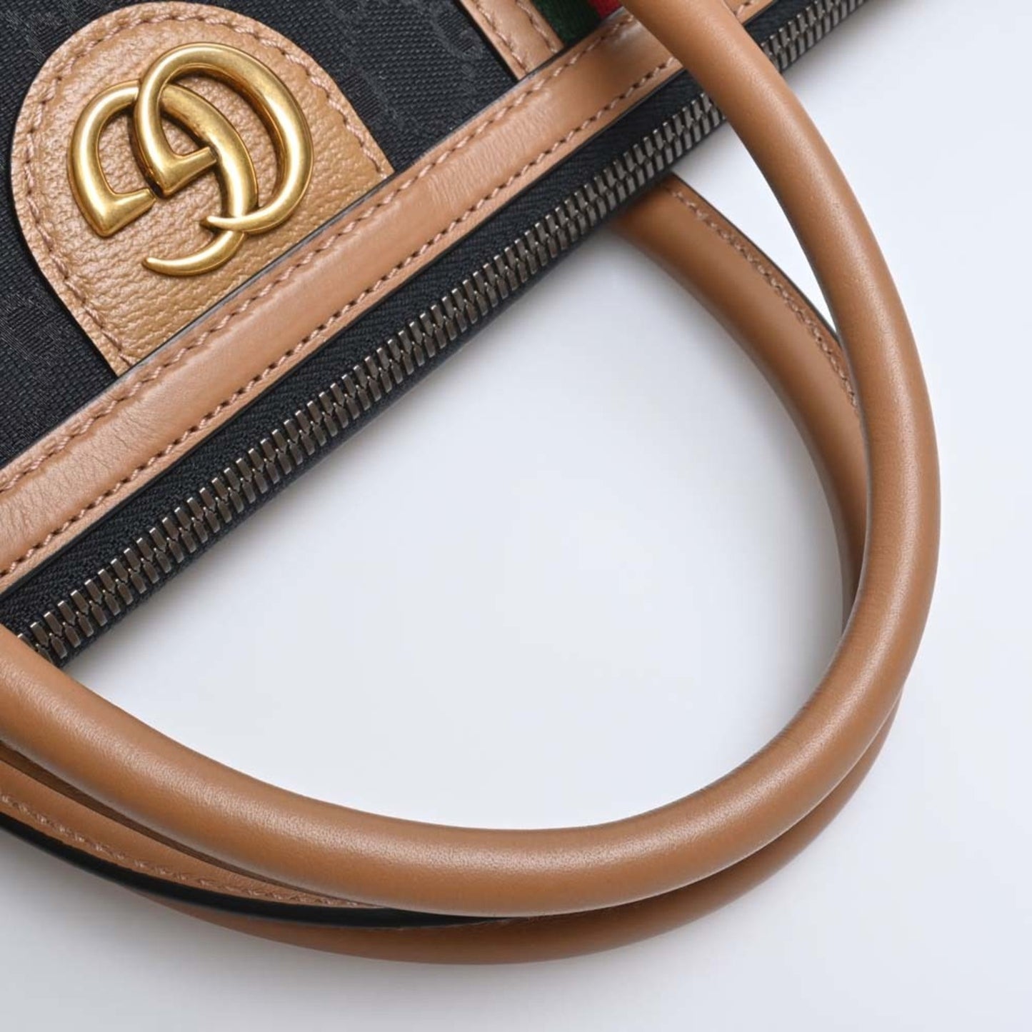 GUCCI GG Canvas Leather Extra Large Duffle Double G 2WAY Handbag Boston Bag 715773 Black/Brown Ladies