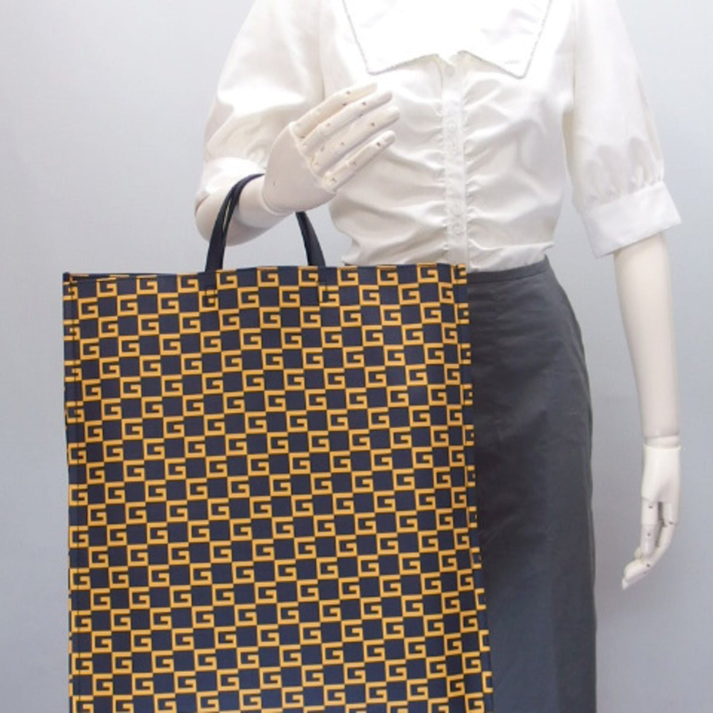 Gucci Square G Print Tote Bag Dark Navy x Yellow Series 20190617 2-SS201912