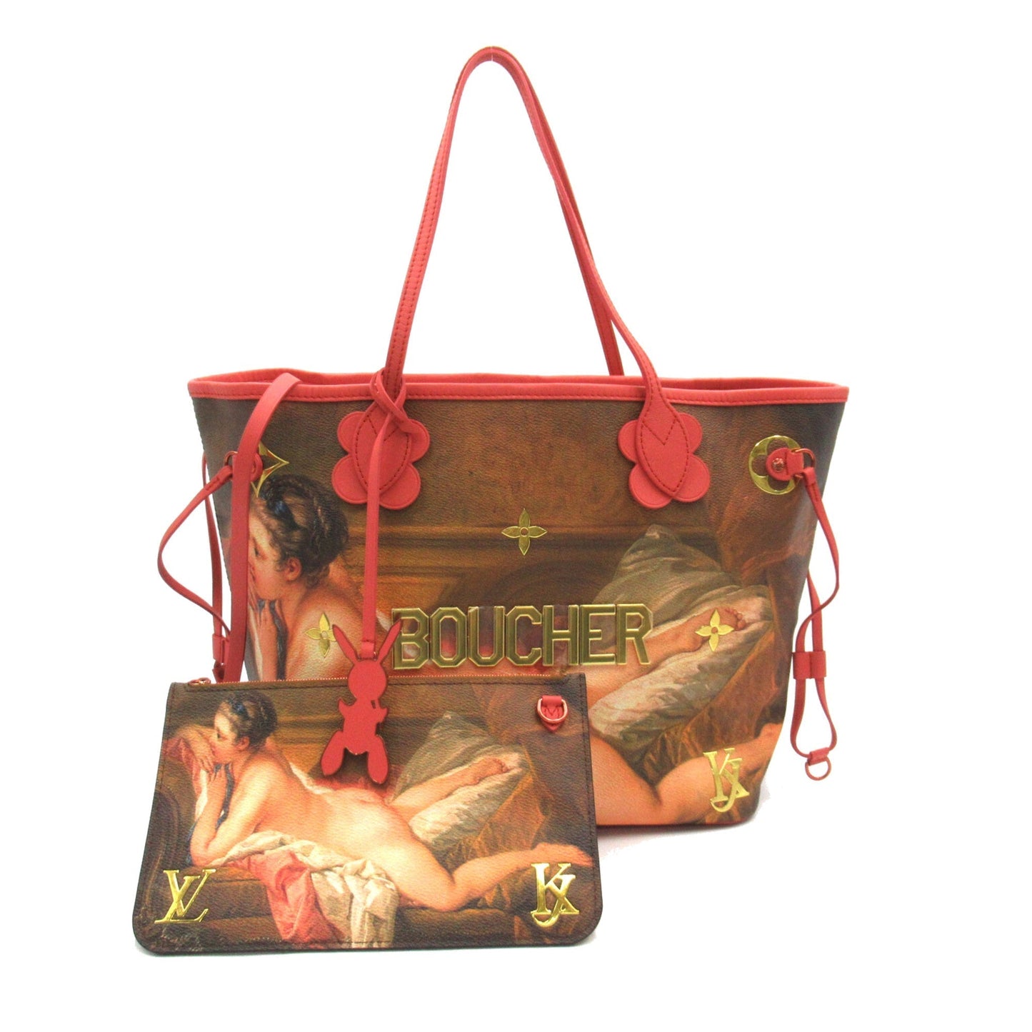LOUIS VUITTON Boucher Neverfull MM Pink Brown Masters collection PVC coated canvas M43357