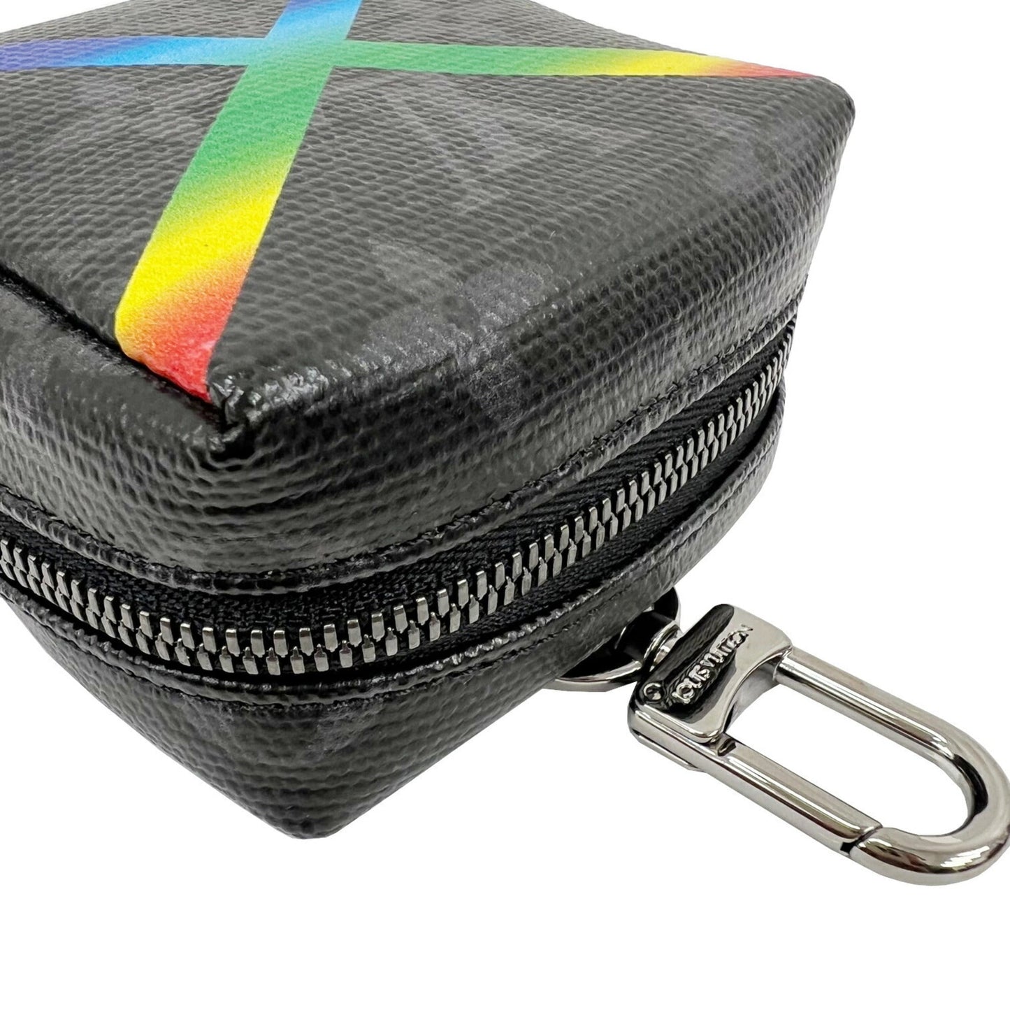 LOUIS VUITTON Bijoux Sack Square Pouch MP2467 Shiny Monogram Eclipse Rainbow Key Ring Bag Charm Belt Waist Men's