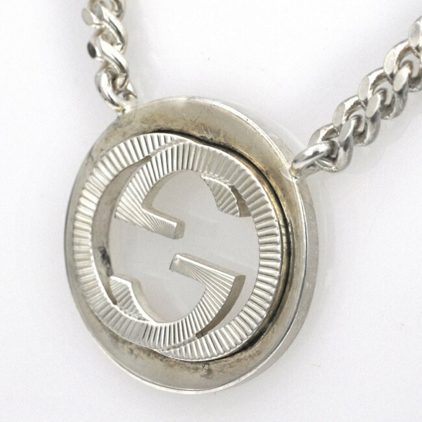 Gucci Necklace Silver Interlocking 246490 J8400 8106 GG Ag 925 GUCCI Engraved Jewelry Men's Women's Unisex Pendant