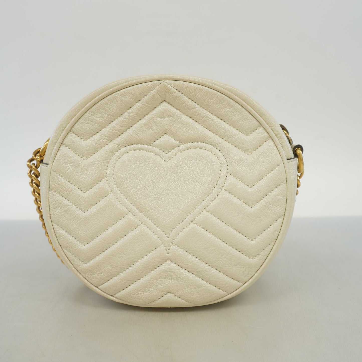 Gucci Shoulder Bag GG Marmont 550154 Leather Ivory Gold metal