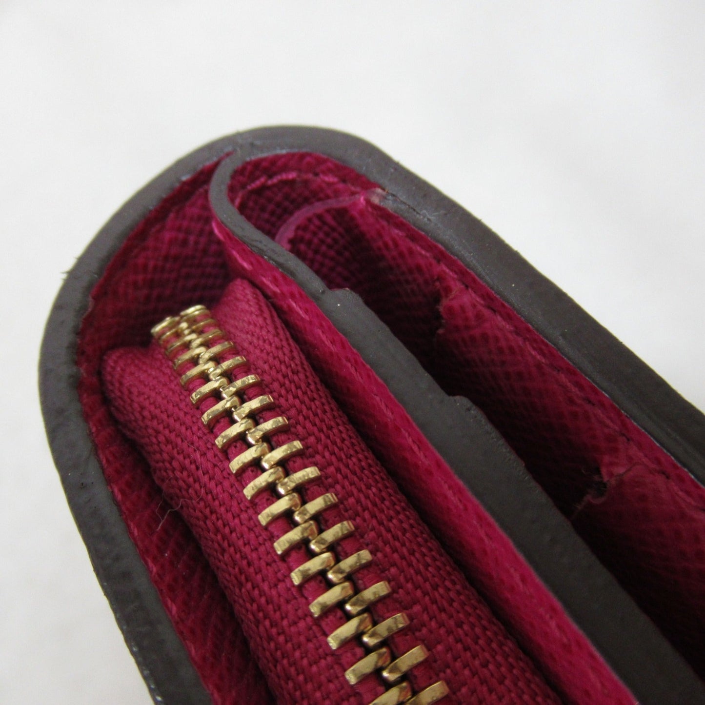 LOUIS VUITTON Compact Zip Round Wallet Brown Fuschia PVC coated canvas M95188