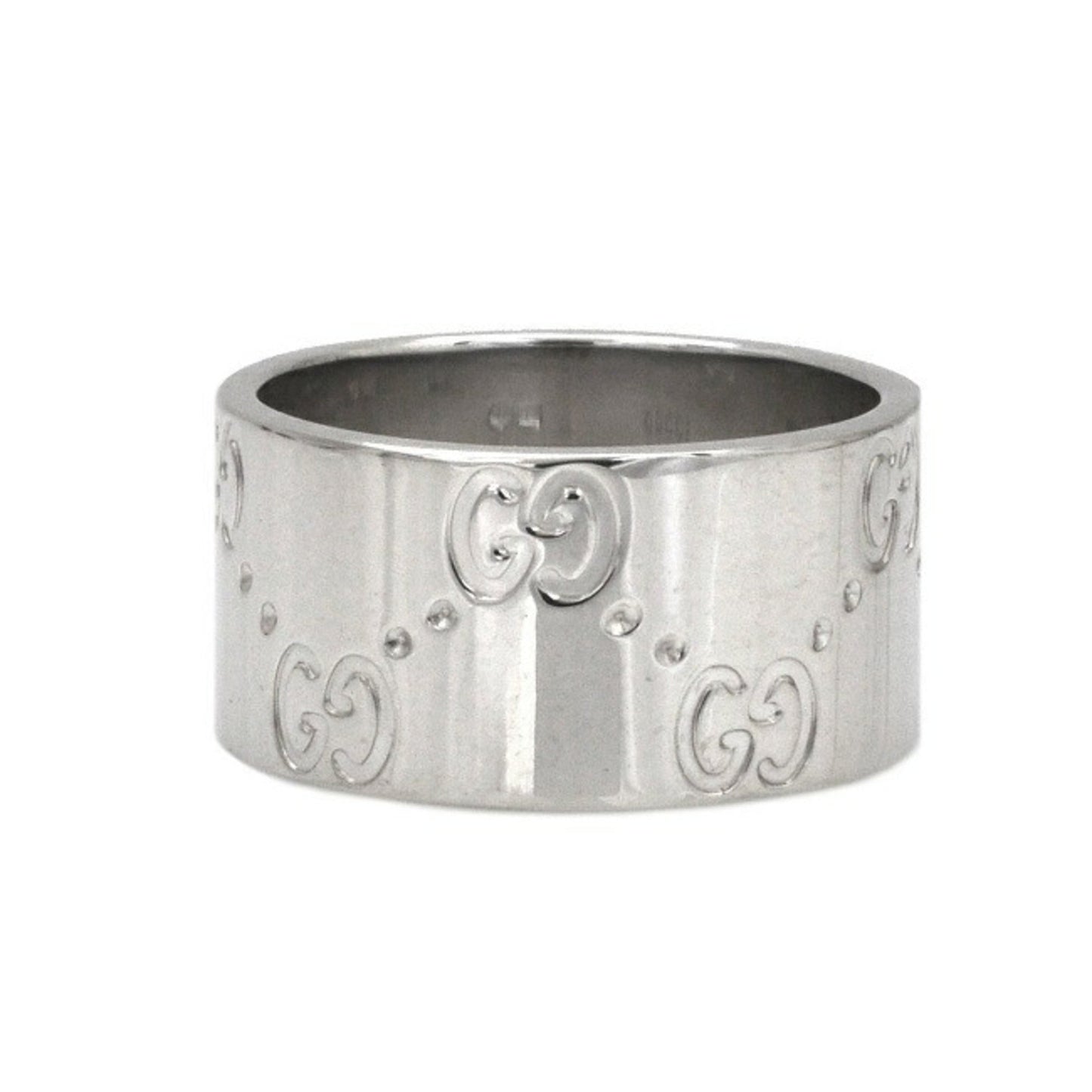 Gucci Icon Ring WG White Gold GG No. 8 # 750 K18 GUCCI 9mm Engraved Band Women's Men's Unisex Flat