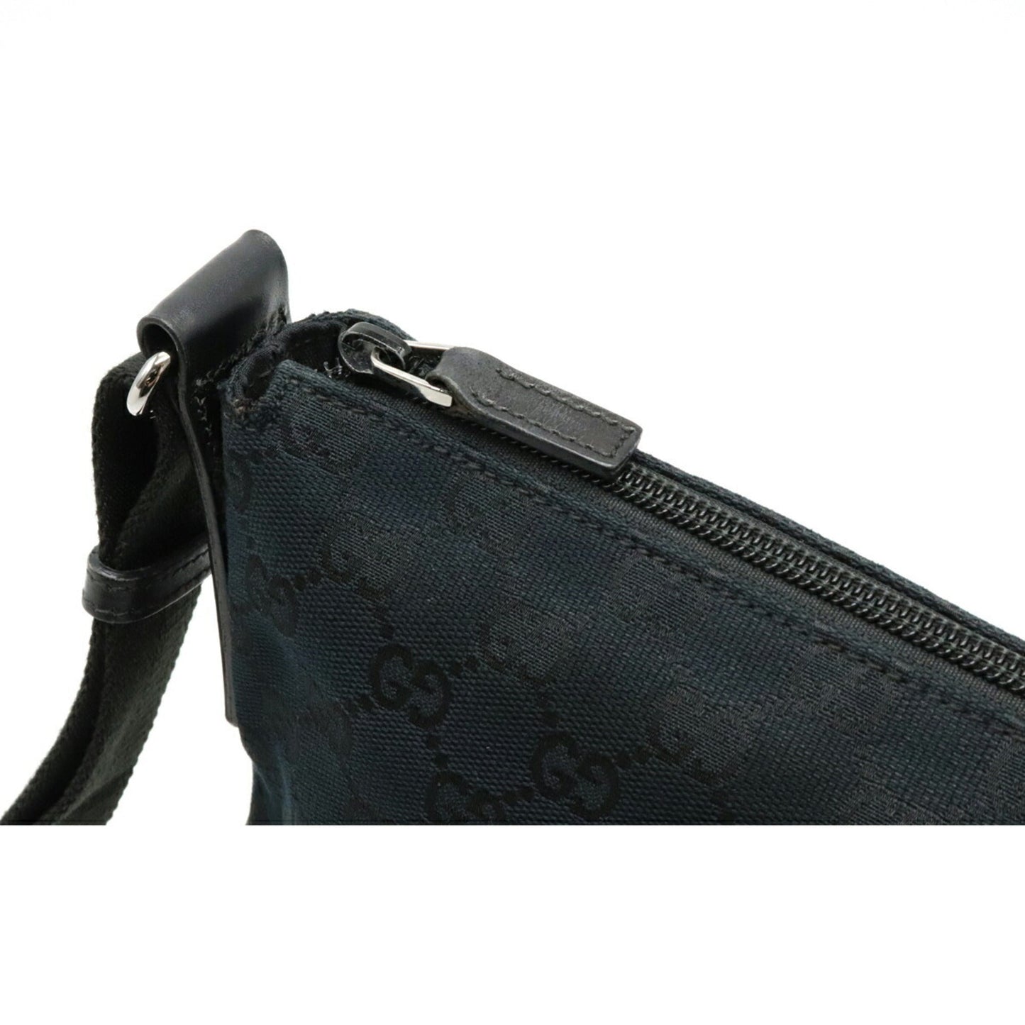 Gucci GG canvas shoulder bag punching leather black 145857