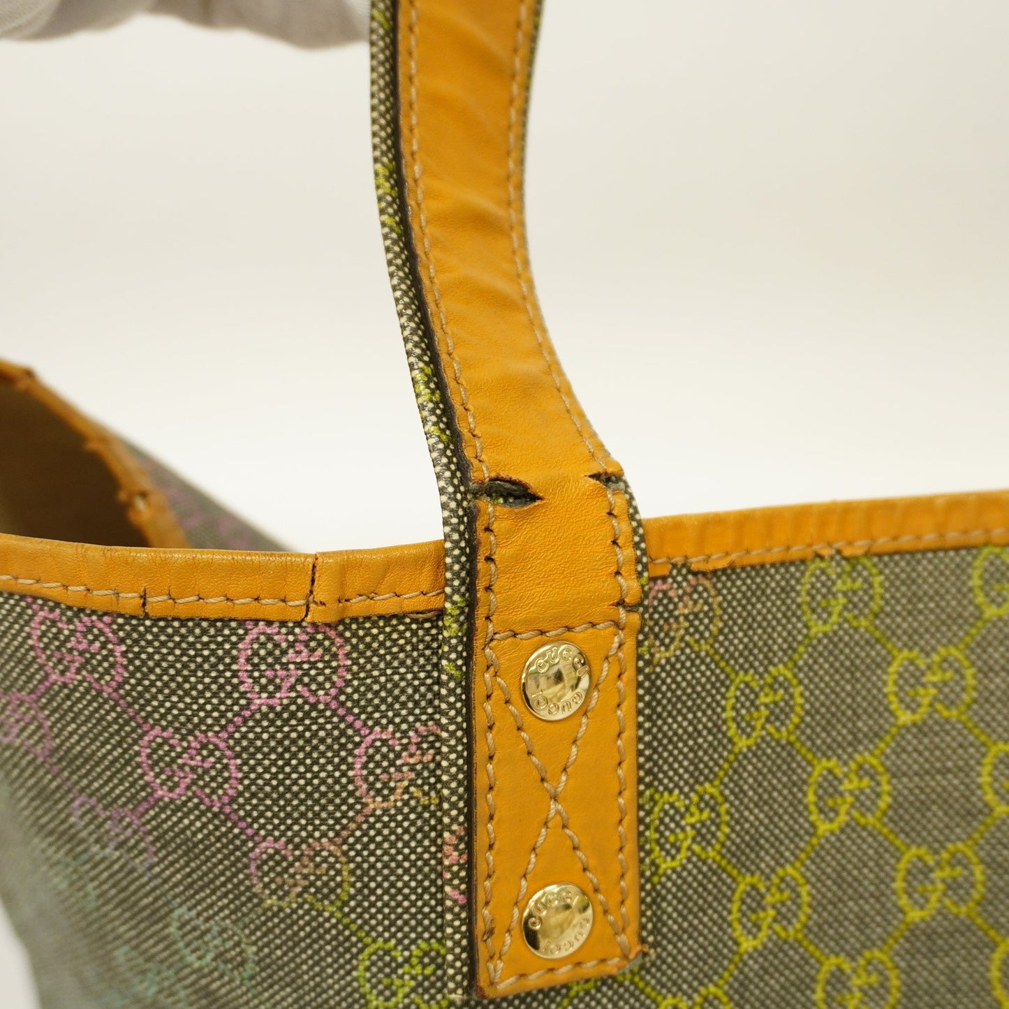 Gucci  211134 Women's GG Supreme,Leather Tote Bag Beige,Black,Multi-color