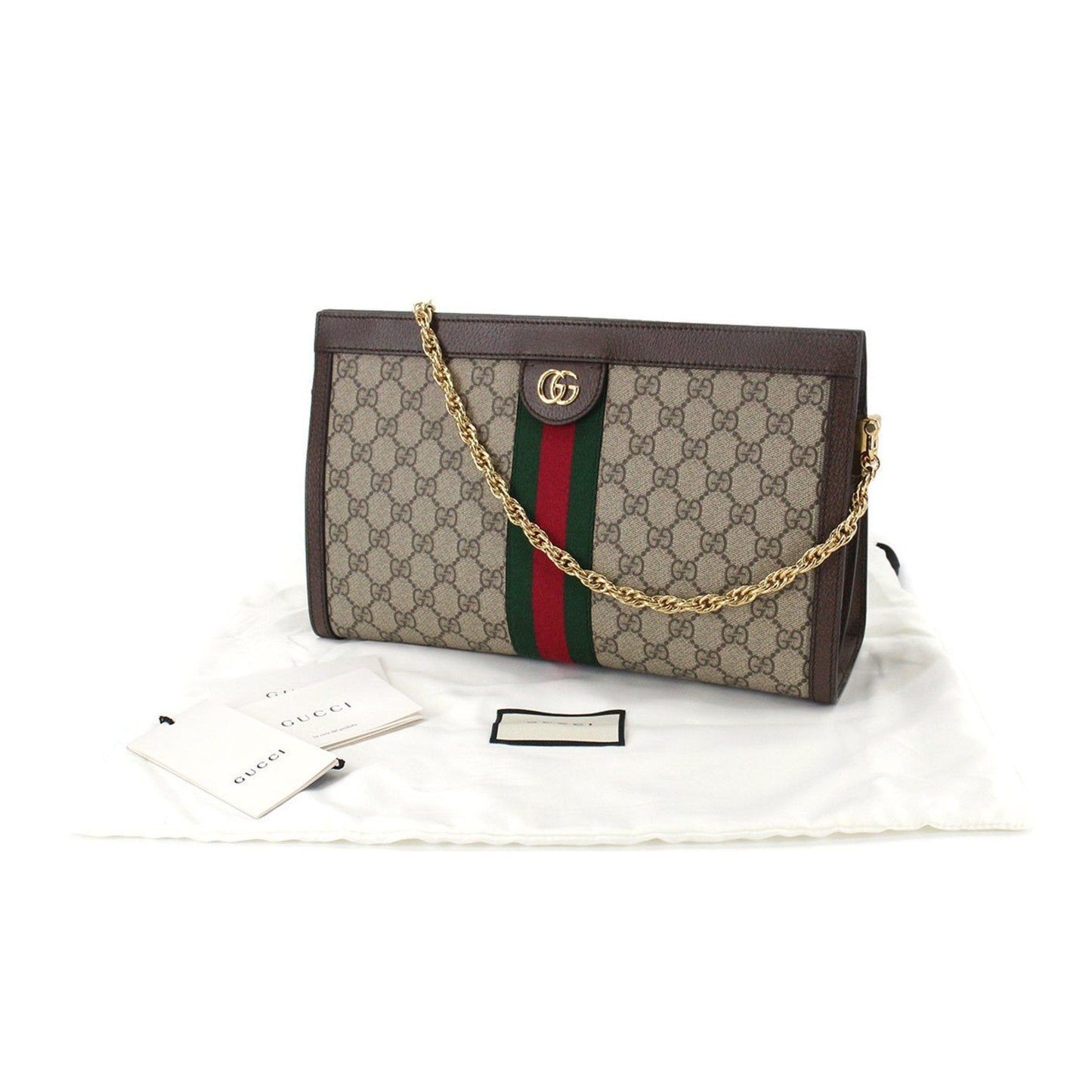 Gucci Ophidia GG Supreme Medium Shoulder Bag Leather Beige Brown 503876