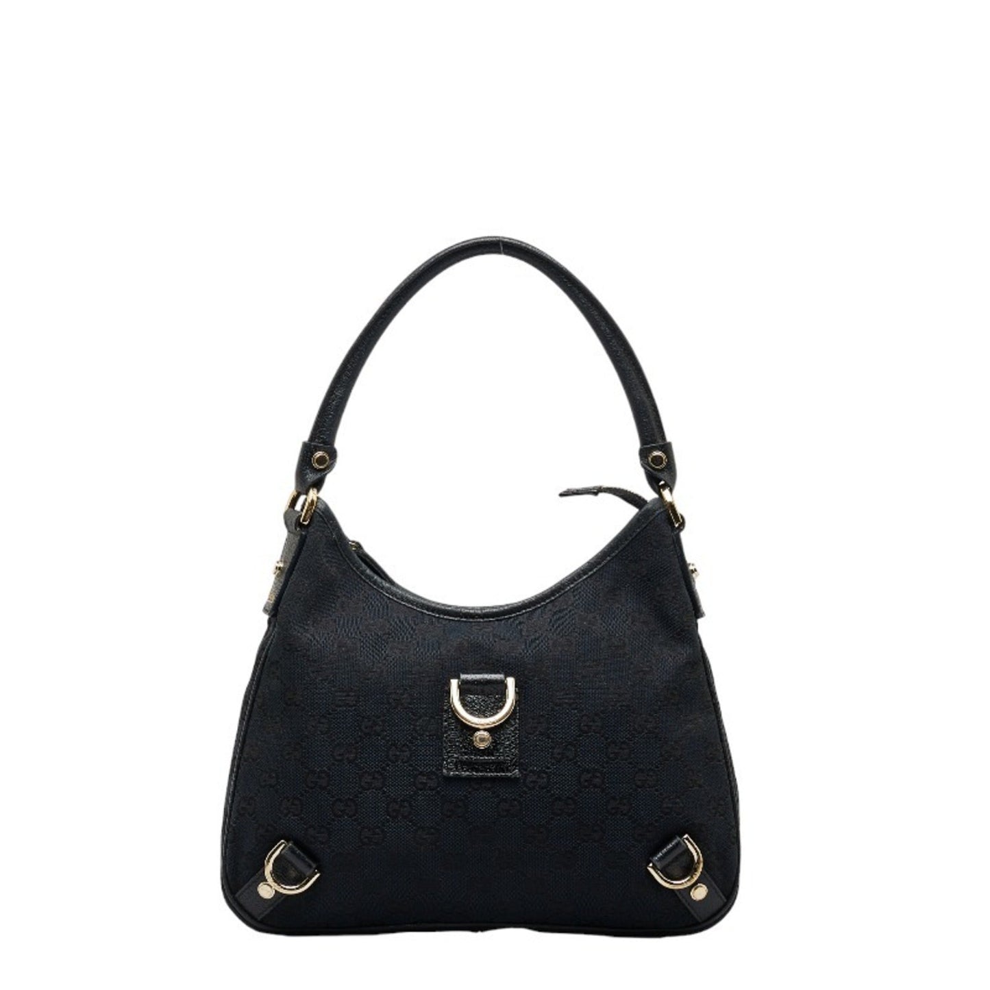 GUCCI GG Canvas Abbey 130738 Black Leather Women's
