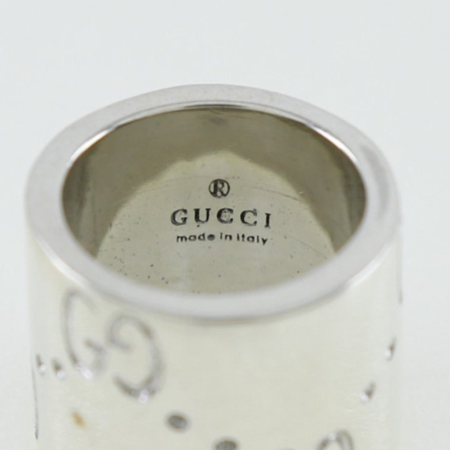 GUCCI Icon Ring Pendant Top K18 White Gold Made in Italy ring Unisex