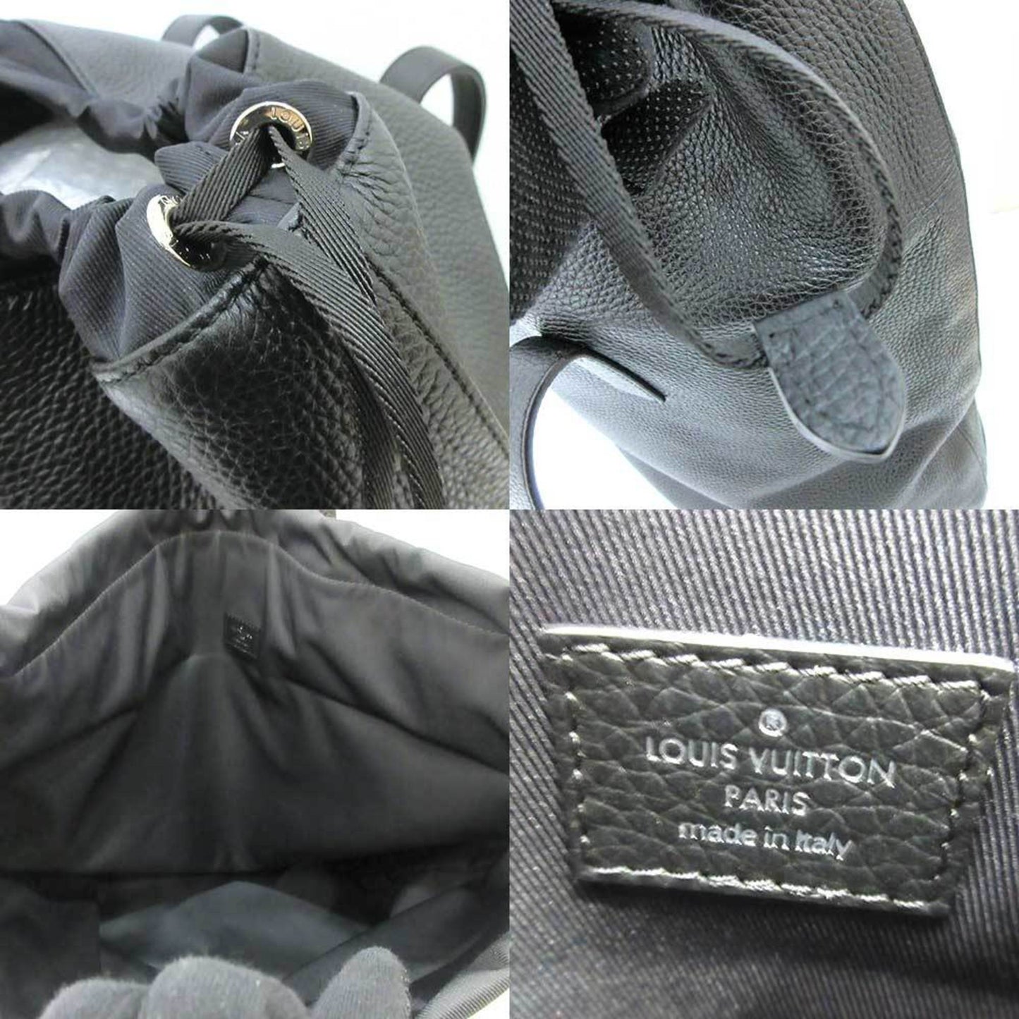 Louis Vuitton Bag Cover Light Drawstring Tote Black Semi-Shoulder LV Circle Men's Taurillon Leather M55000
