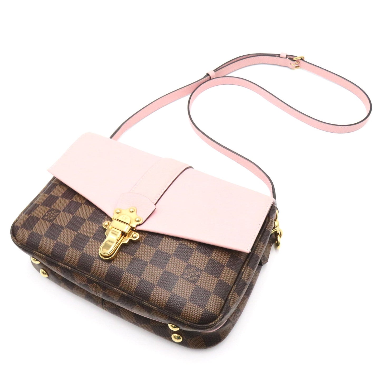 LOUIS VUITTON Brown Pink Magnolia Damier PVC coated canvas leather N44244