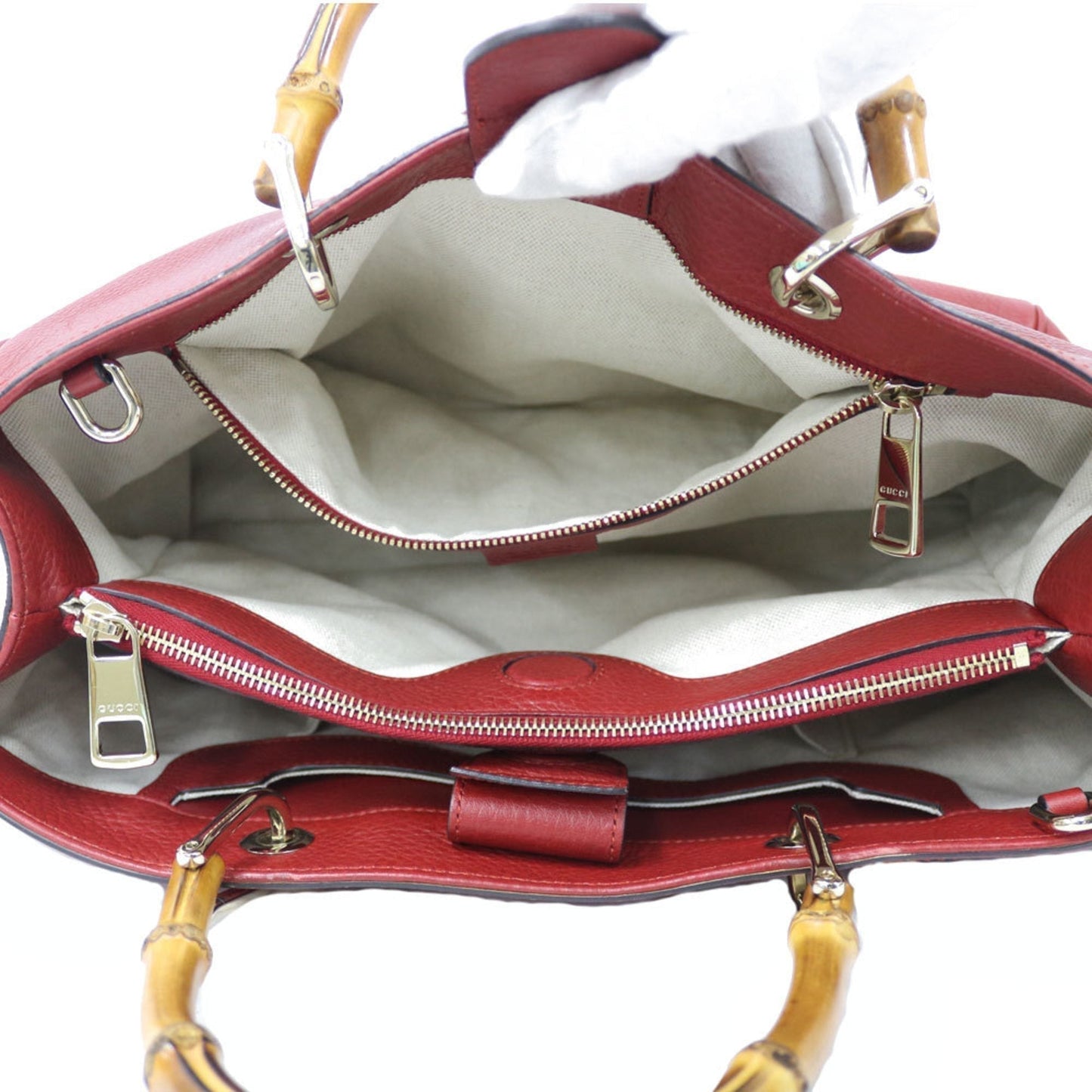 Gucci Shoulder Bag Bamboo Red Ladies