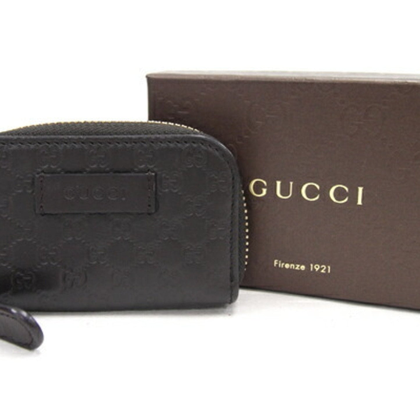 GUCCI Coin Case Micro sima 449896 Brown Leather Purse Holder Wallet Men Women