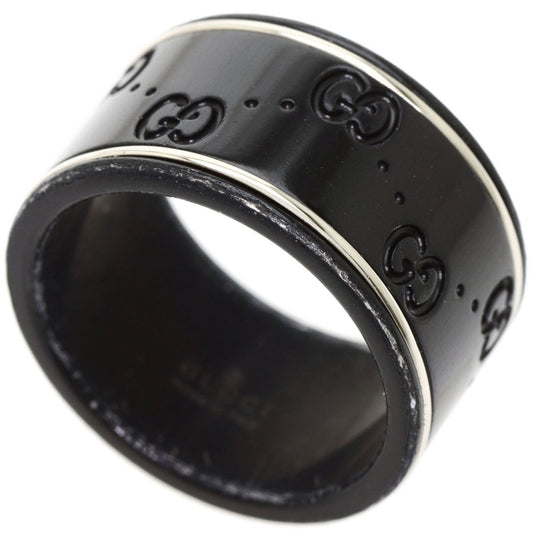 Gucci Icon Wide Black Corundum #12 Ring K18 White Gold Ladies GUCCI