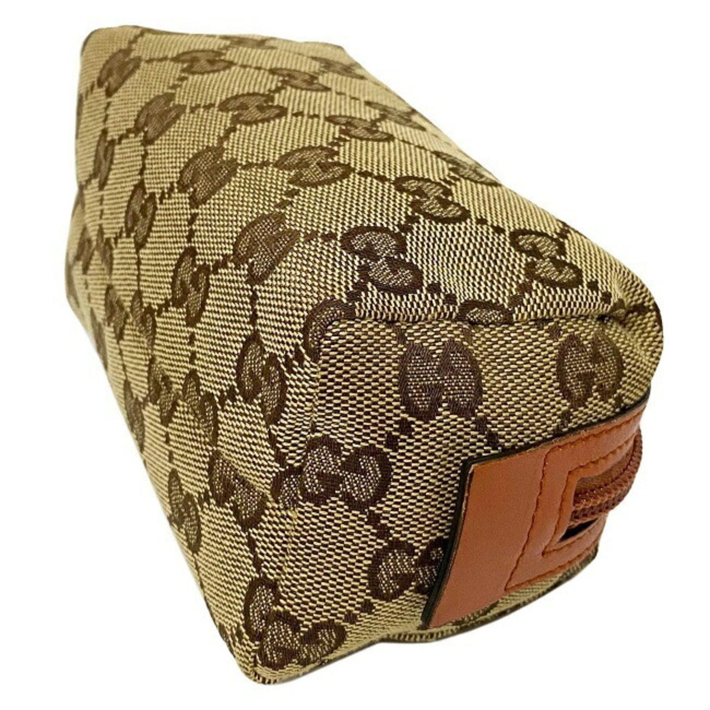 Gucci Pouch Beige Orange GG Canvas 29596 Leather GUCCI Ladies