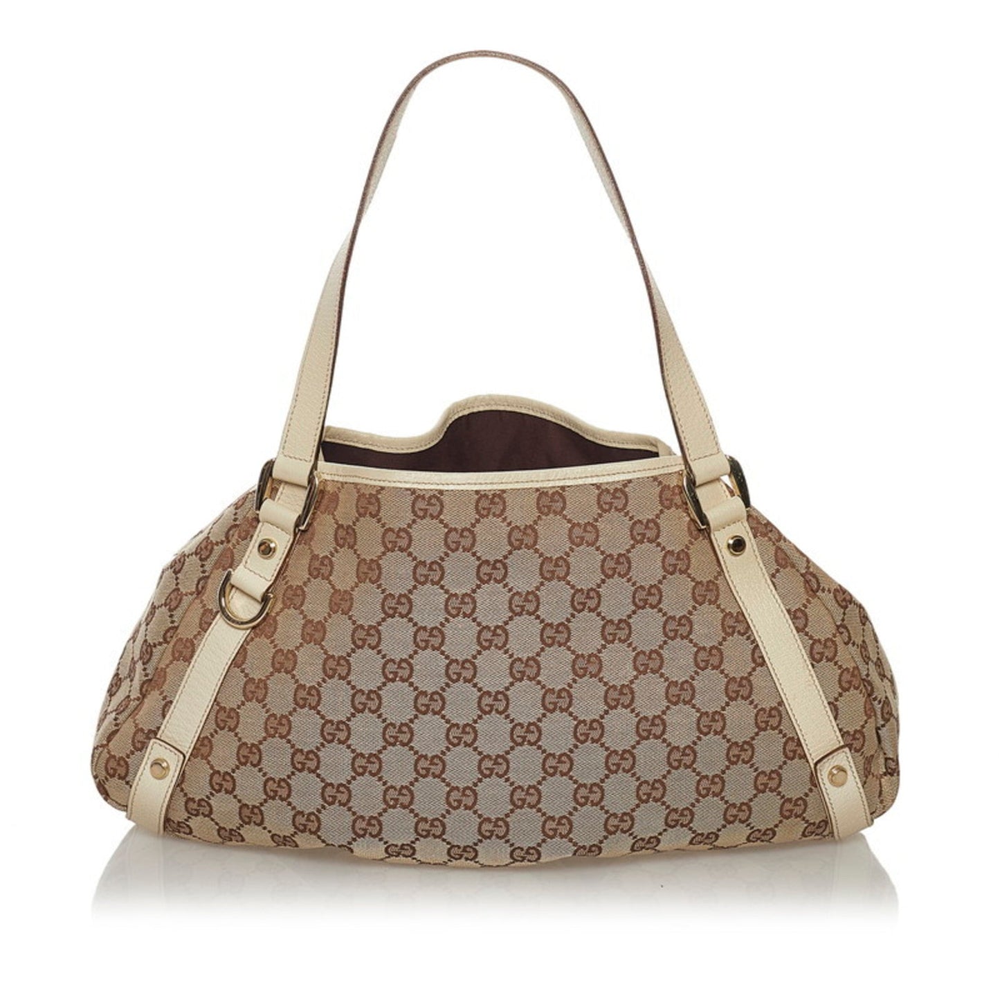 Gucci GG Canvas Handbag 130736 Beige Leather Ladies GUCCI