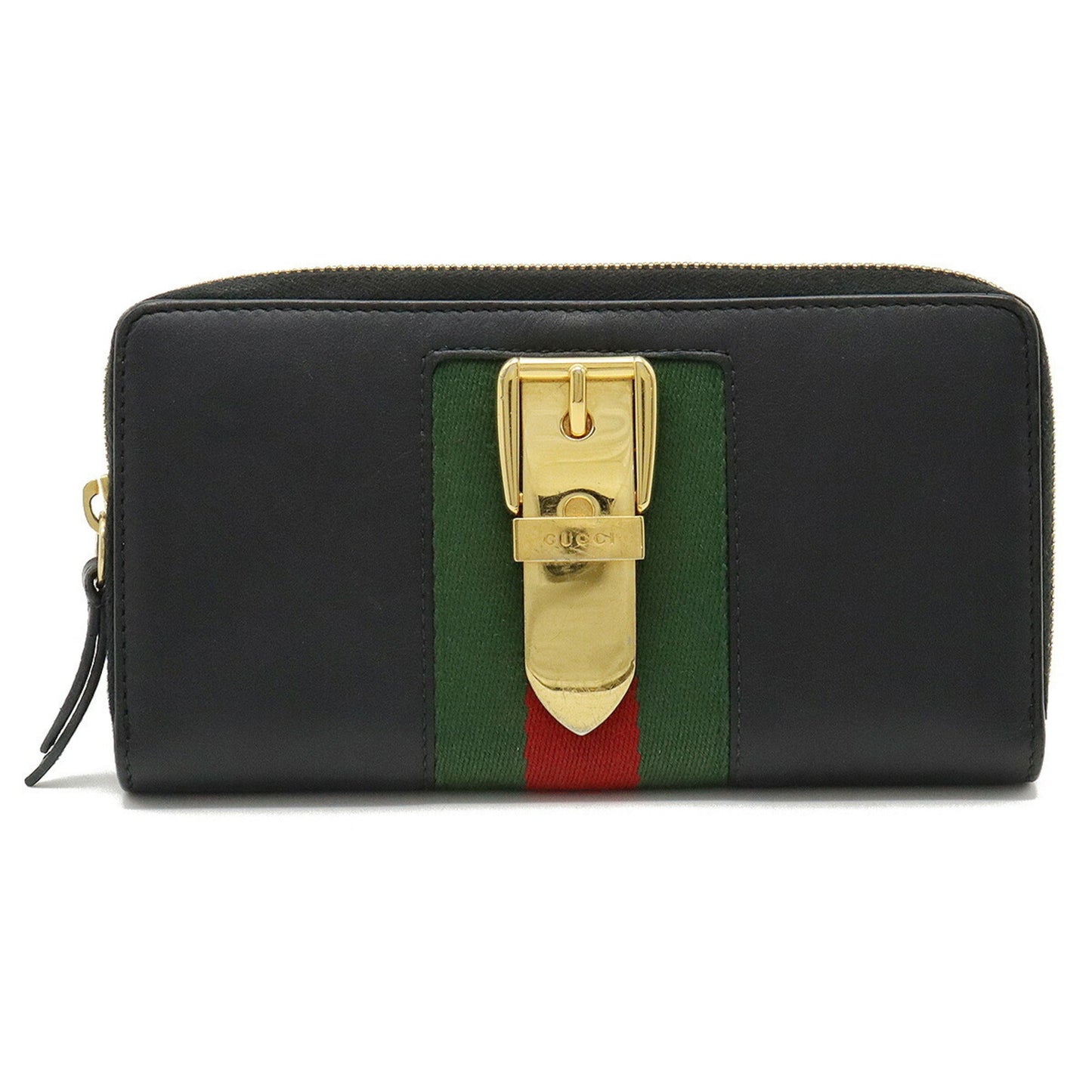 GUCCI SYLVIE Zip Around Round Long Wallet Leather Black 476083