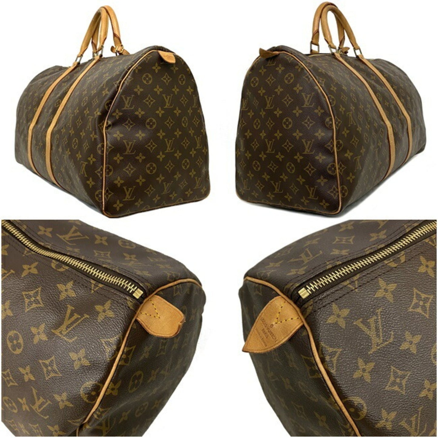 Louis Vuitton Boston Bag Keepol 55 Brown Beige Monogram M41424 Nume MI0951 LOUIS VUITTON Handbag Unisex Louis Vuitton