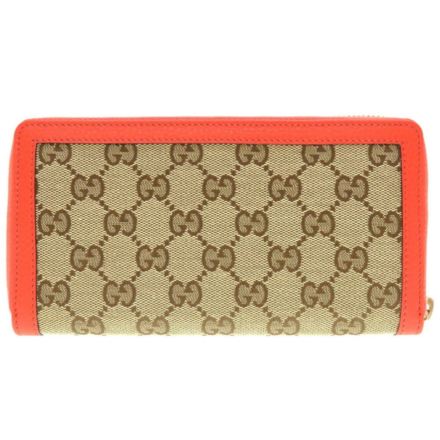 Gucci GG Canvas Beige Orange 388637 Round Long Wallet