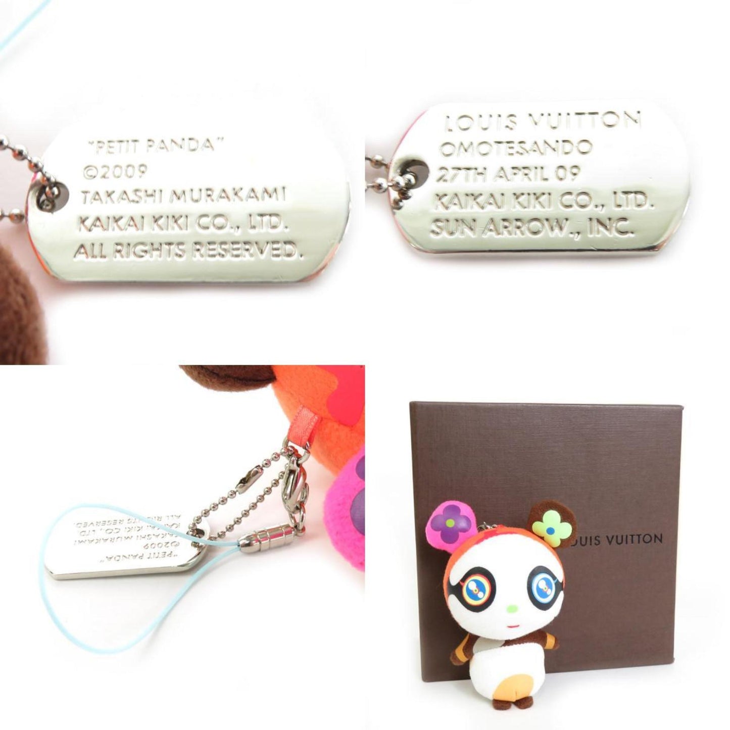 LOUIS VUITTON Charm Keychain Petit Panda Polyester Multicolor Silver Unisex e55783a