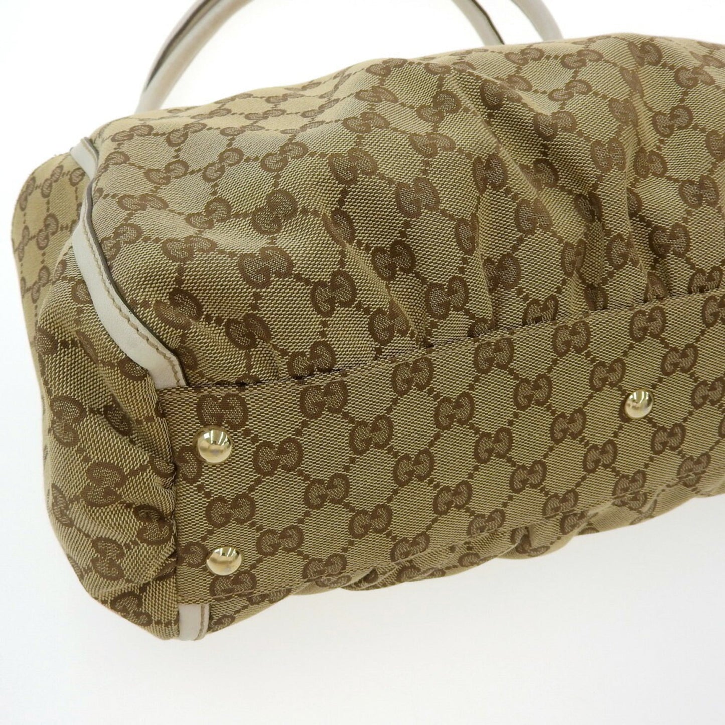Gucci GG Canvas Tote Bag Logo Handbag Brown White 189831 002122