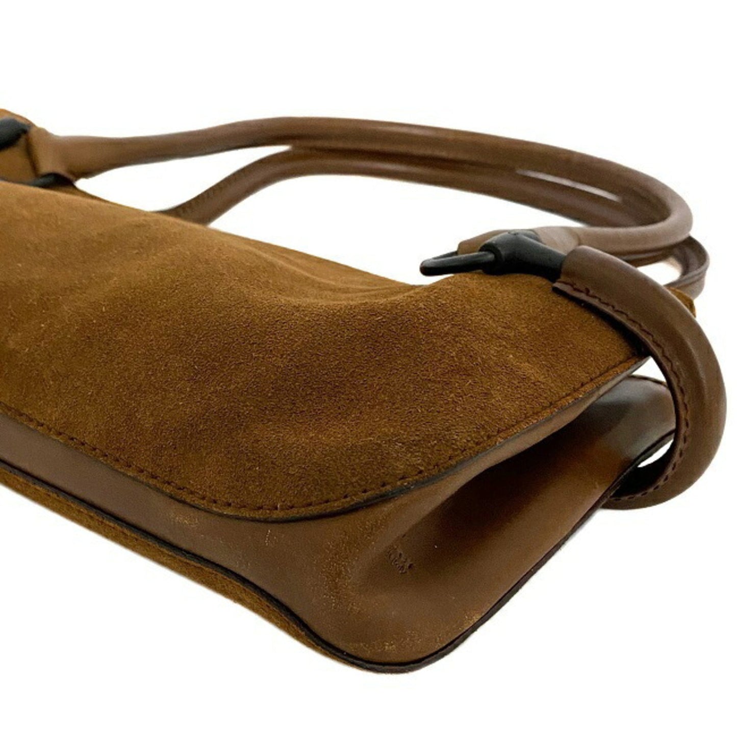 Gucci Handbag Brown Horsebit 101345 Leather Suede GUCCI Women's Bag