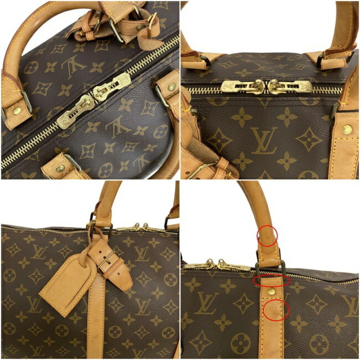 Louis Vuitton Boston Bag Keepol 55 Brown Beige Monogram M41424 Nume MI0951 LOUIS VUITTON Handbag Unisex Louis Vuitton