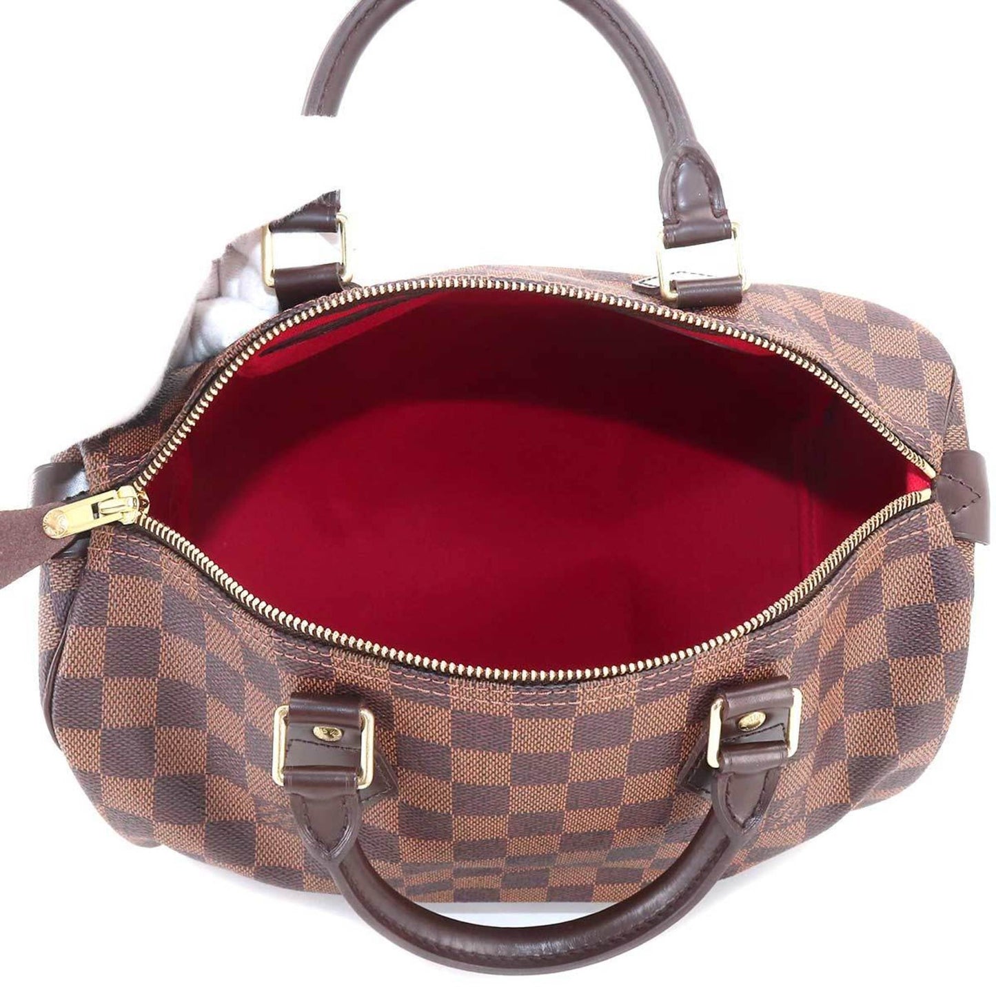 LOUIS VUITTON Damier Speedy 30 Hand Bag Ebene N41531 Brown Gold Hardware