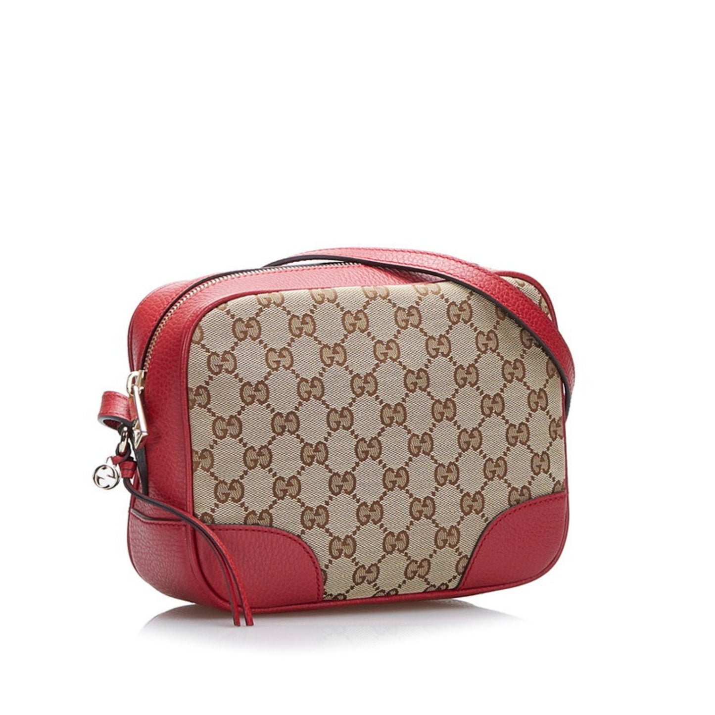 Gucci GG Canvas Shoulder Bag 449413 Brown Red Leather Ladies Gucci