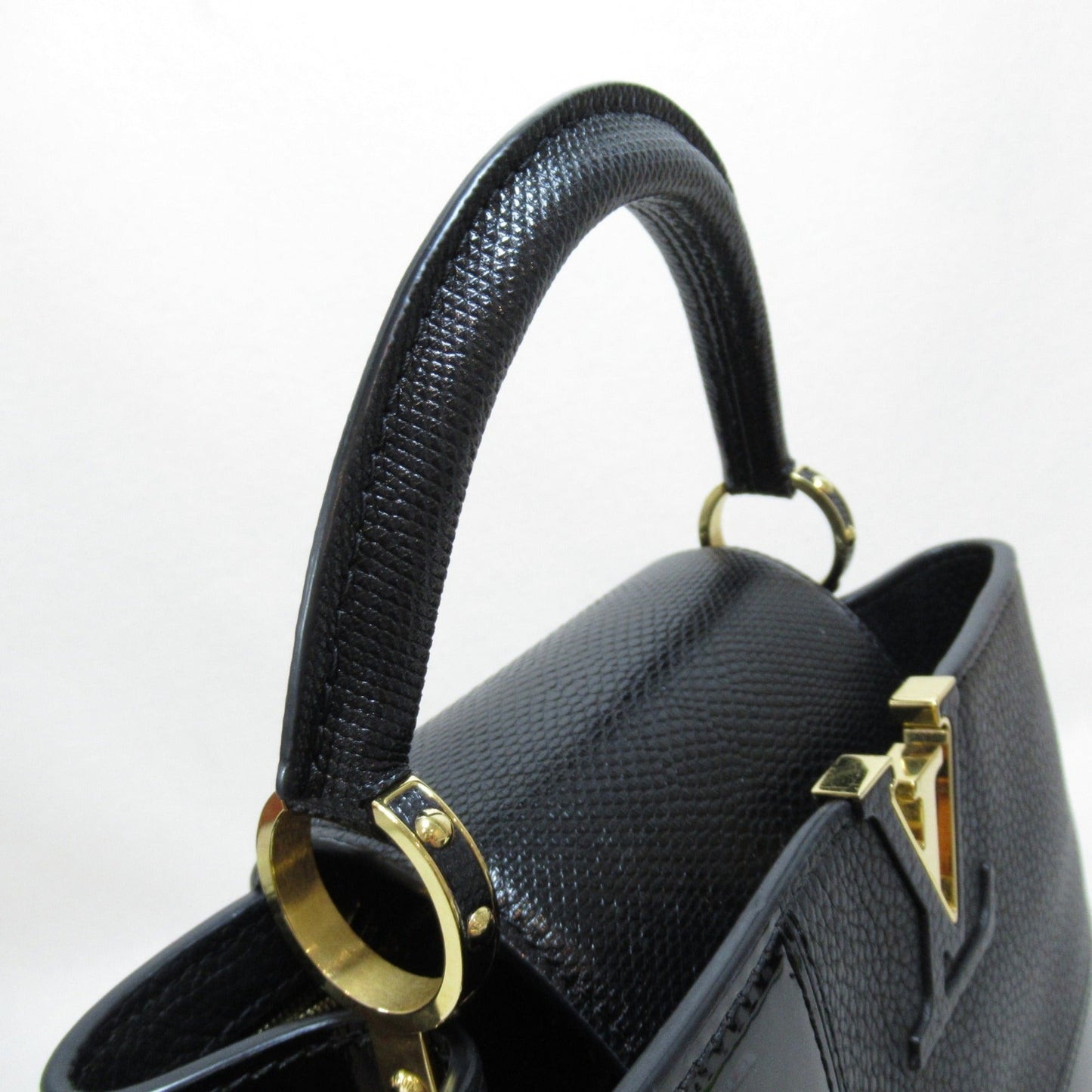 LOUIS VUITTON CapucineBB2way Shoulder Bag Black enamel Taurillon Clemence leather/snake M59269