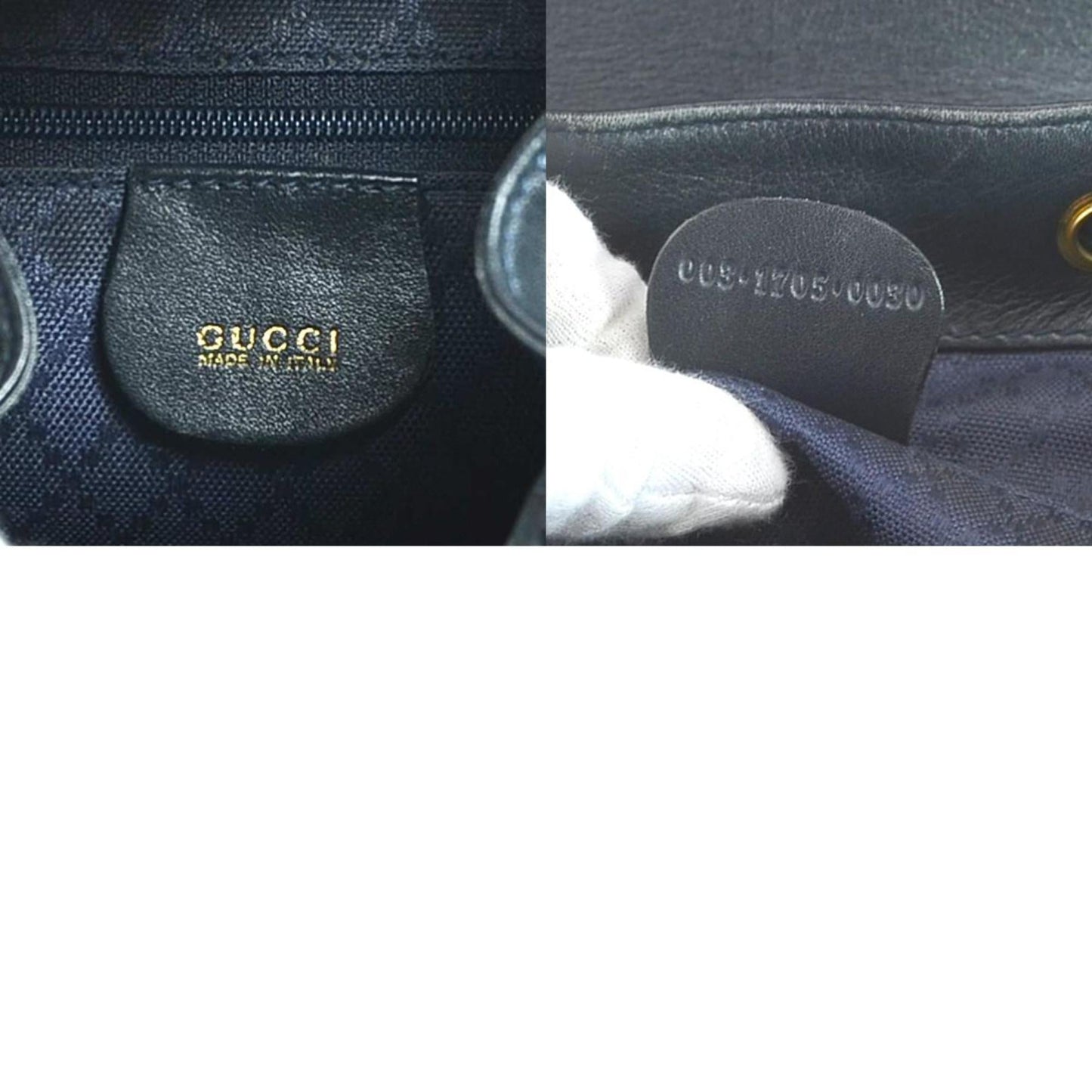 GUCCI rucksack bamboo leather navy gold ladies e55760j