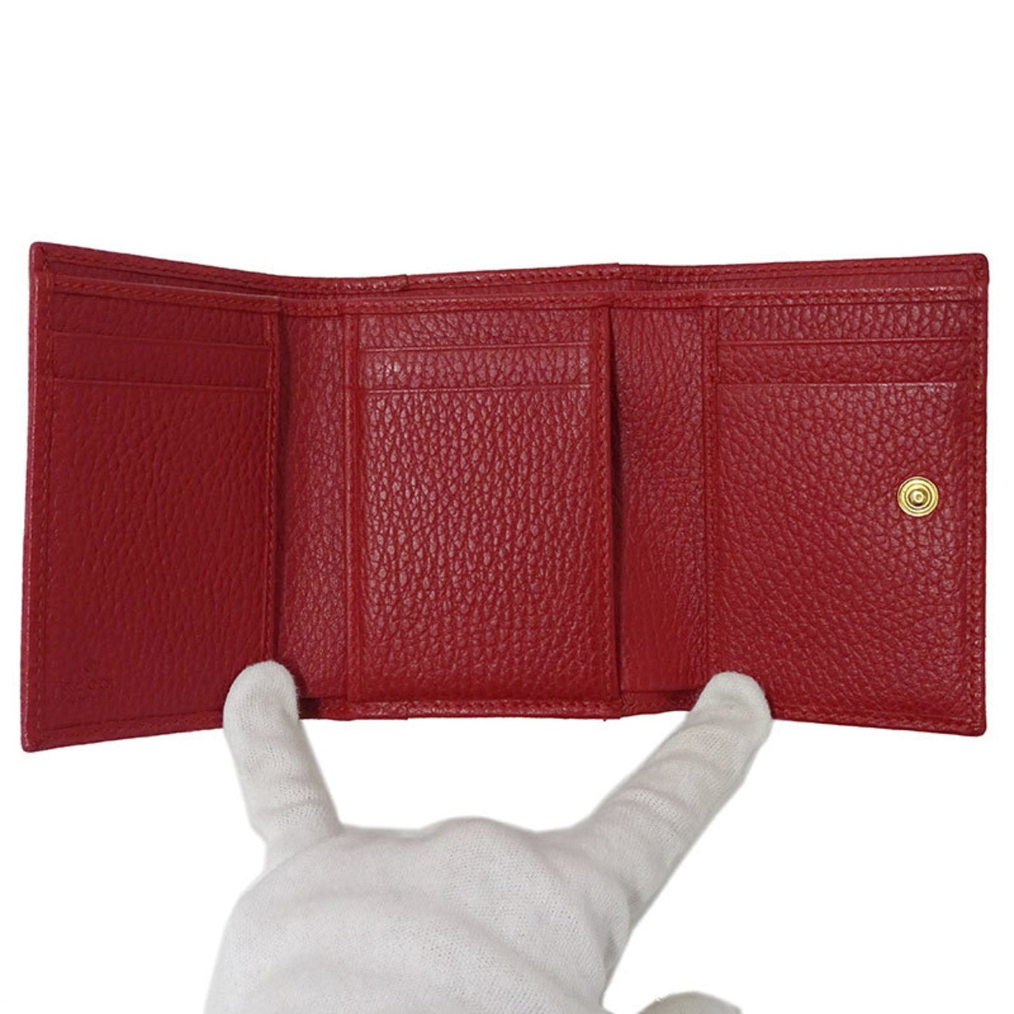 Gucci Wallet Women's Trifold Petit Marmont Leather 474746 Red Compact