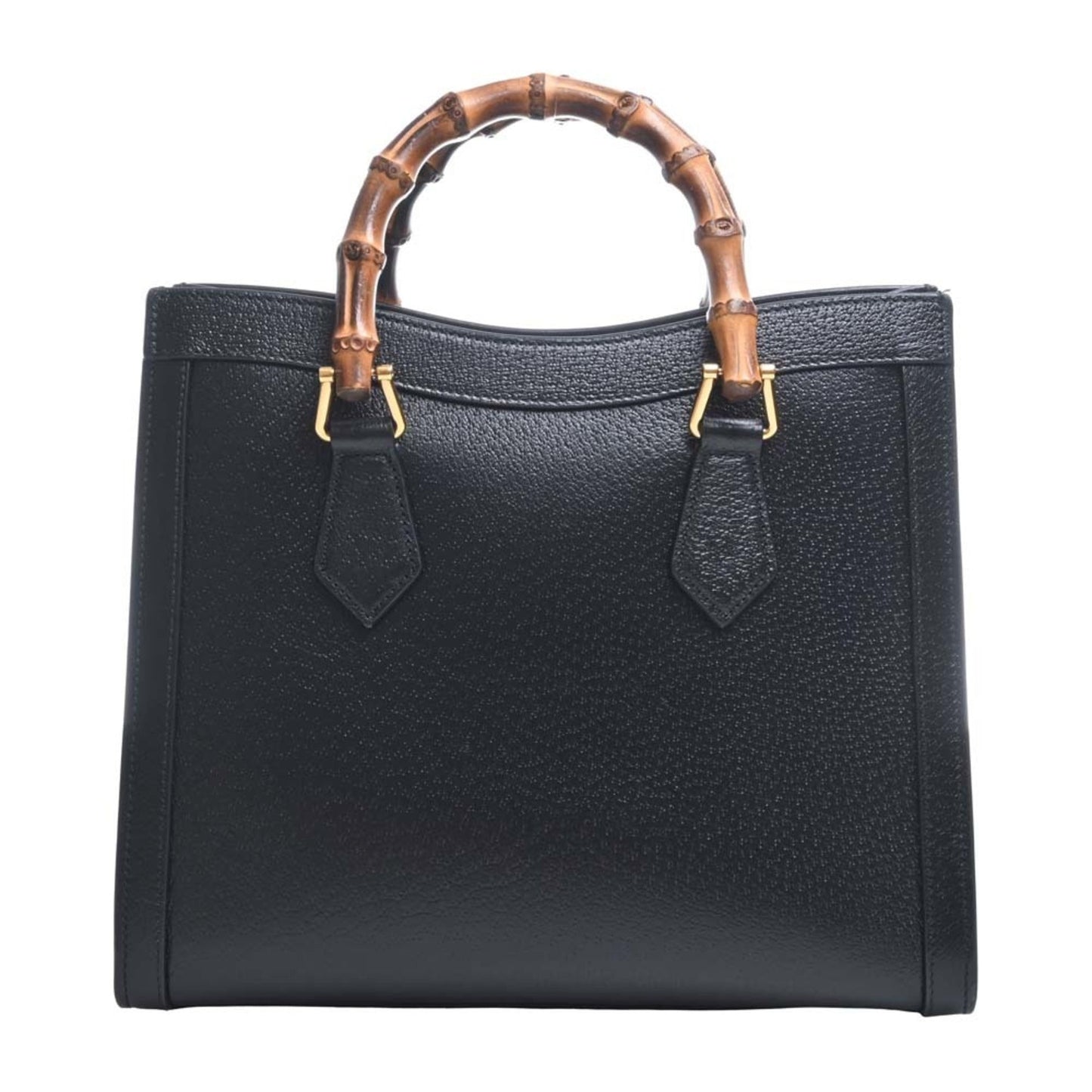 GUCCI Bamboo Leather Diana Double G 2WAY Handbag 702721 Black Ladies