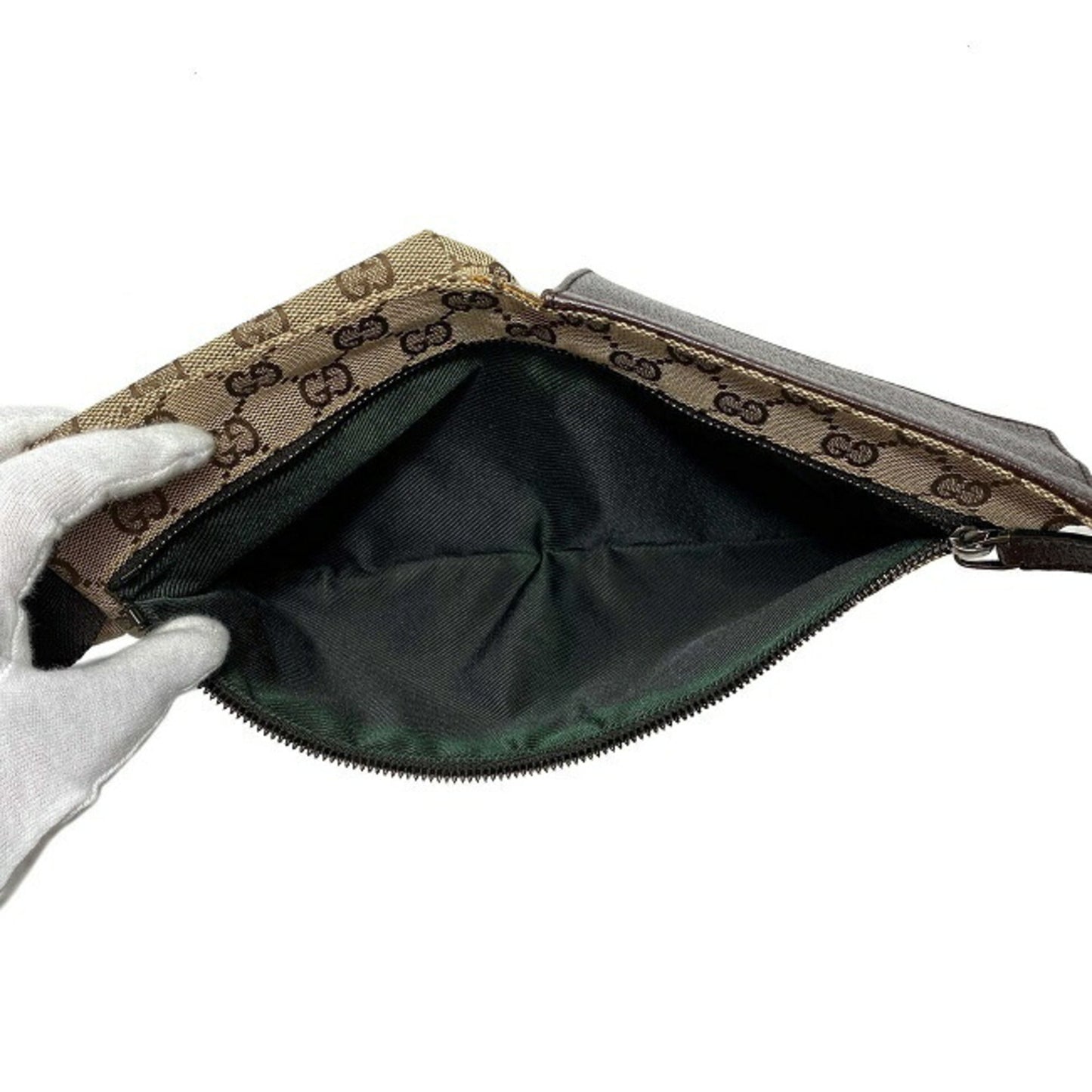 Gucci Body Bag Beige Brown GG Canvas 28566 002058 Waist Pouch Leather GUCCI Belt Velcro Women's Men's Unisex