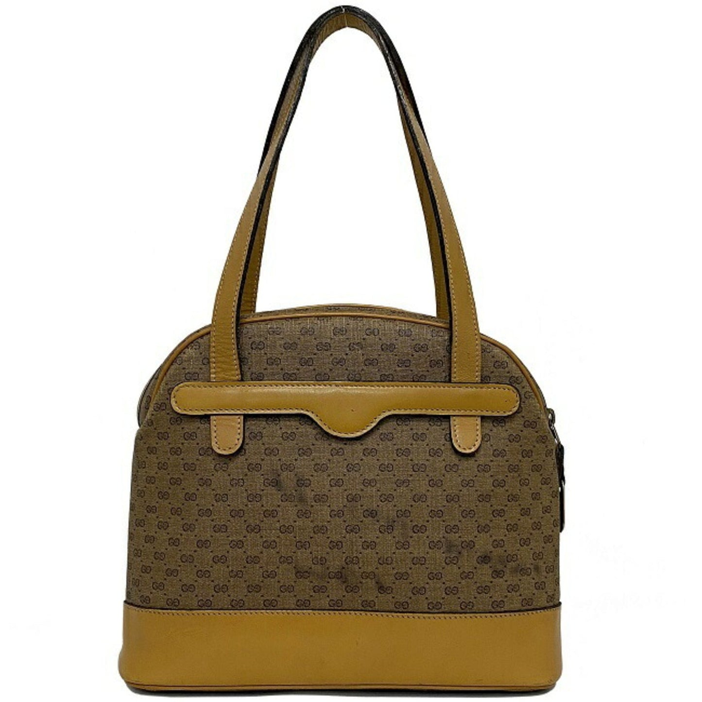 Gucci Handbag Beige Yellow Old Mini Boston Bag PVC Leather GUCCI Ladies Design