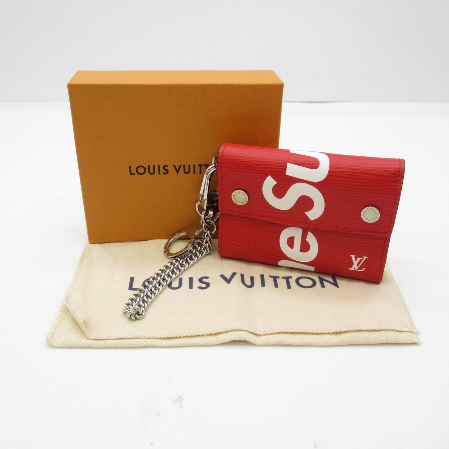 LOUIS VUITTON Chain Wallet [Supreme] Red Epi leather M67755
