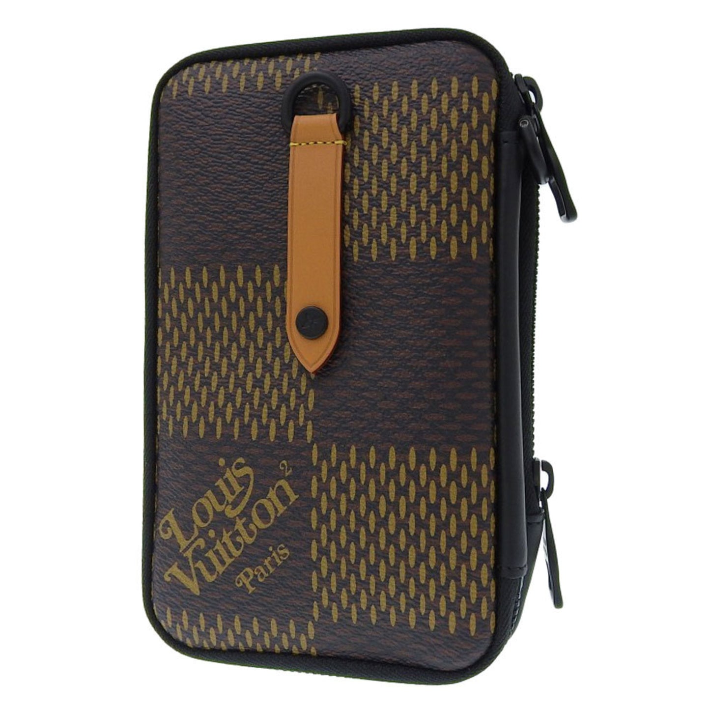 Louis Vuitton Damier Ebene Giant Double Phone Pouch Shoulder Bag Tortoise N40377