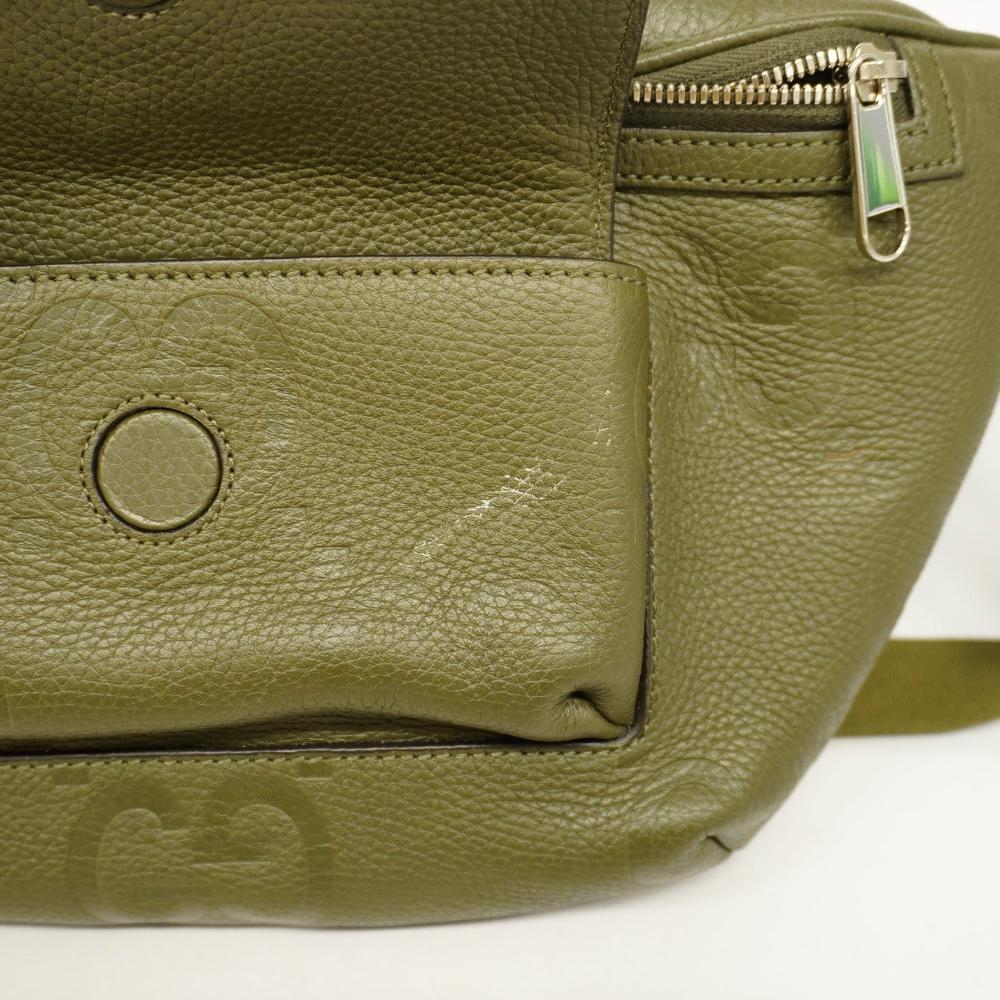 Gucci  Jumbo GG 645093 Men's Leather Sling Bag Khaki