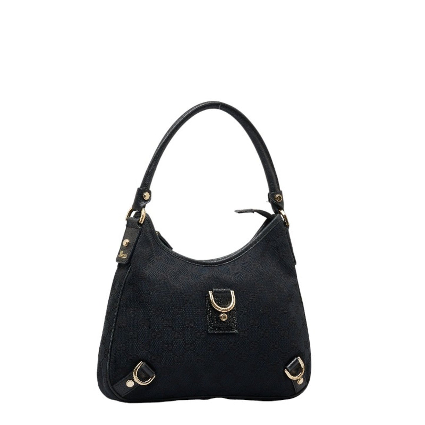 GUCCI GG Canvas Abbey 130738 Black Leather Women's