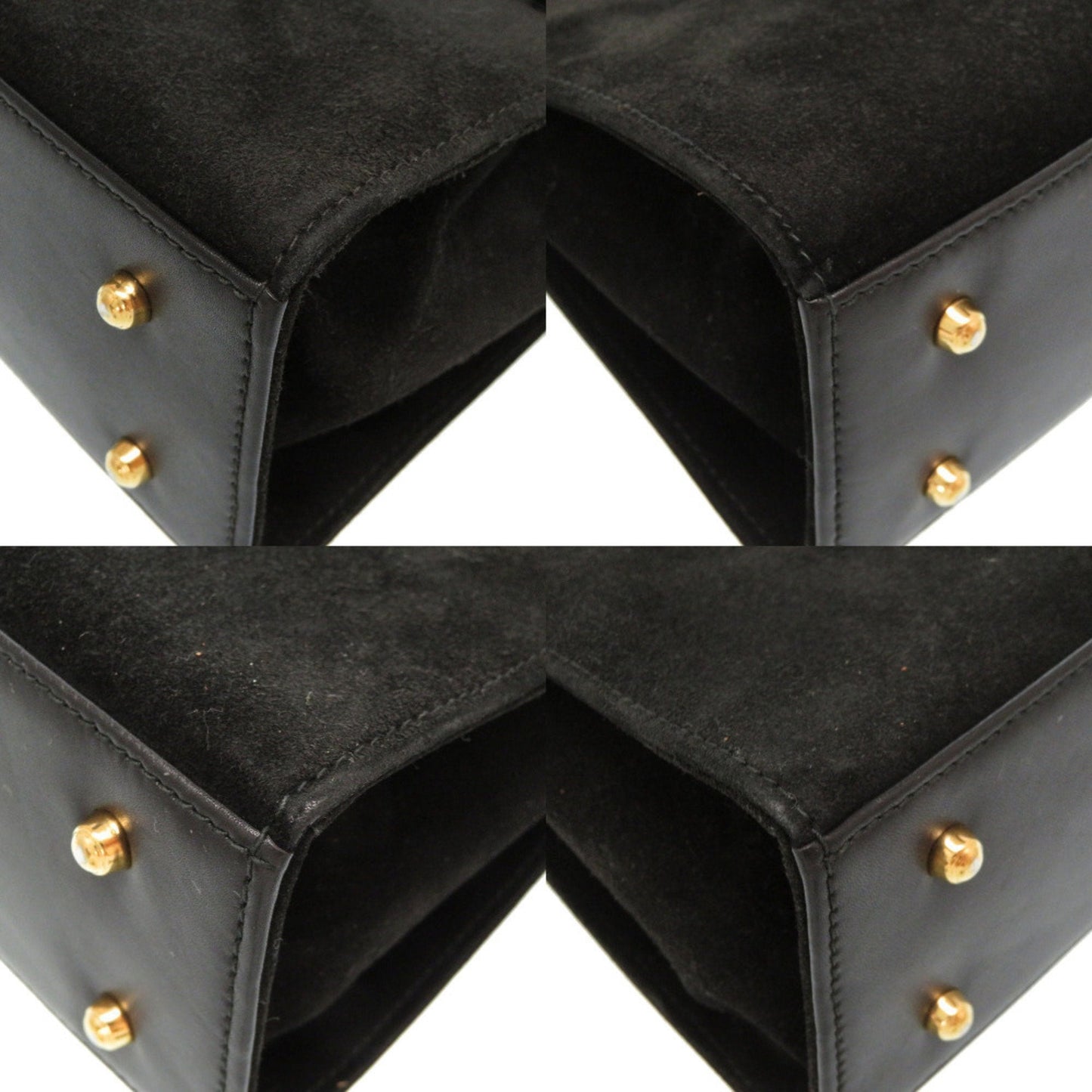 Gucci Lady Rock Suede Black Gold Hardware 000 110 0211 2WAY Handbag Bag 0057
