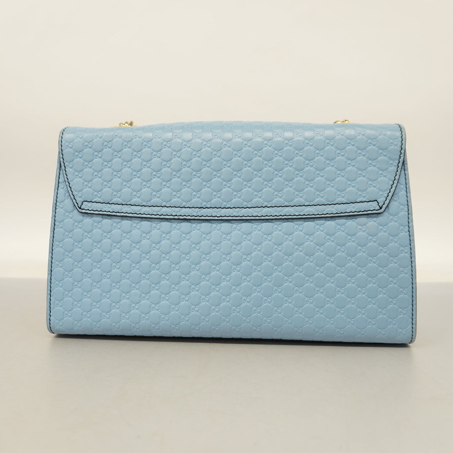 GUCCIAuth  Micro GG Emily 449635 Women's Leather Shoulder Bag Light Blue